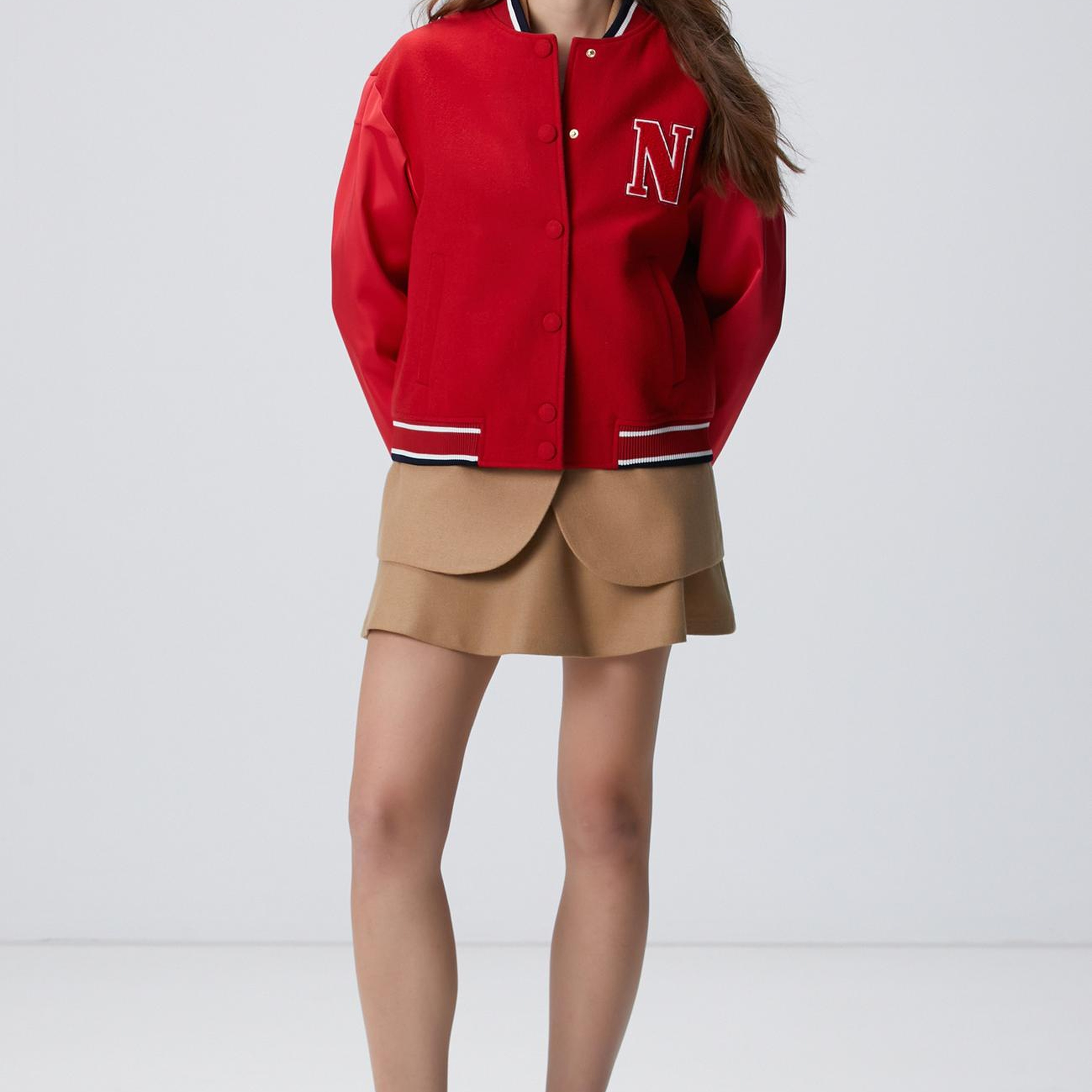 Network Kadın Kırmızı Yün Karışımlı Bomber Mont