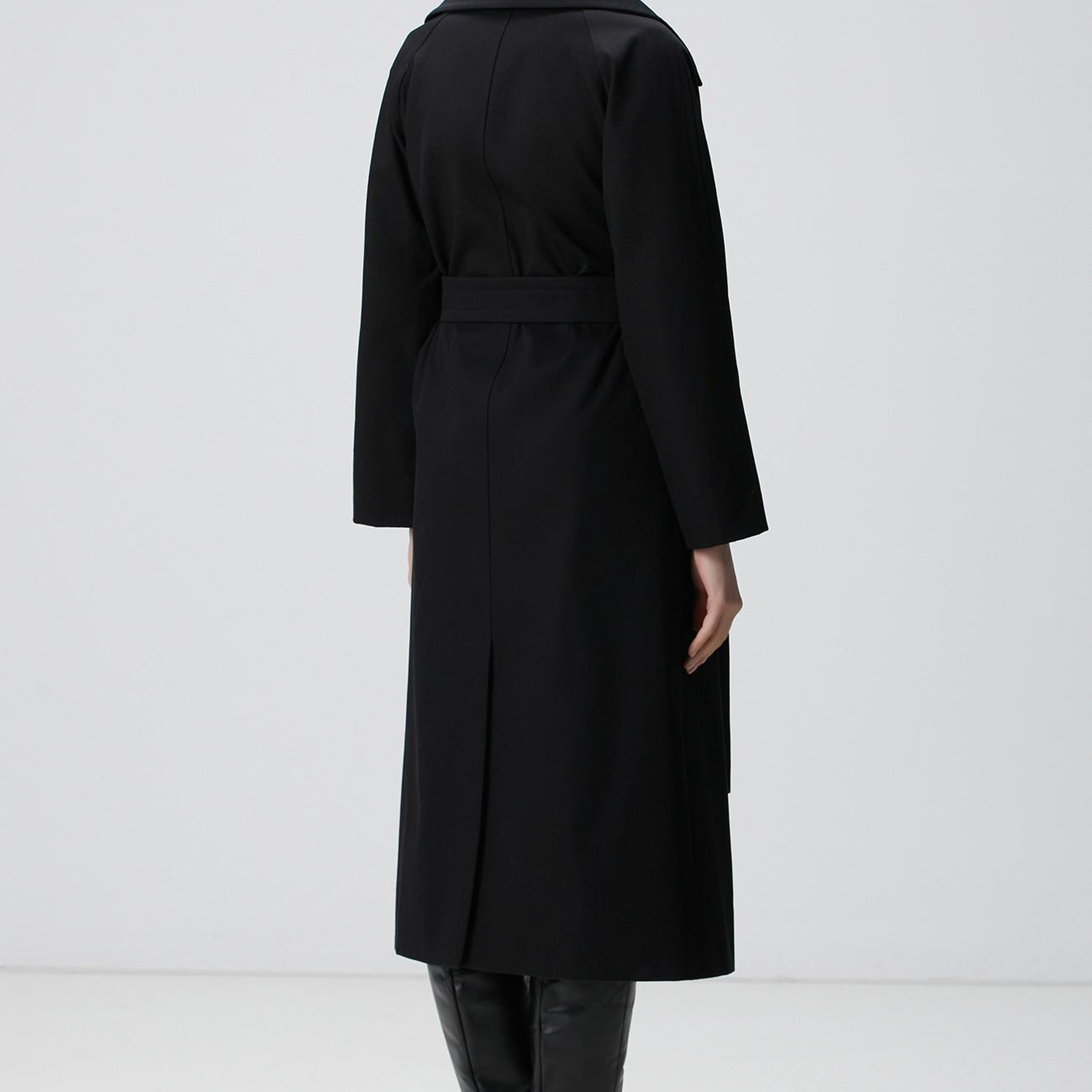 Network Kadın Siyah Kruvaze Trençkot