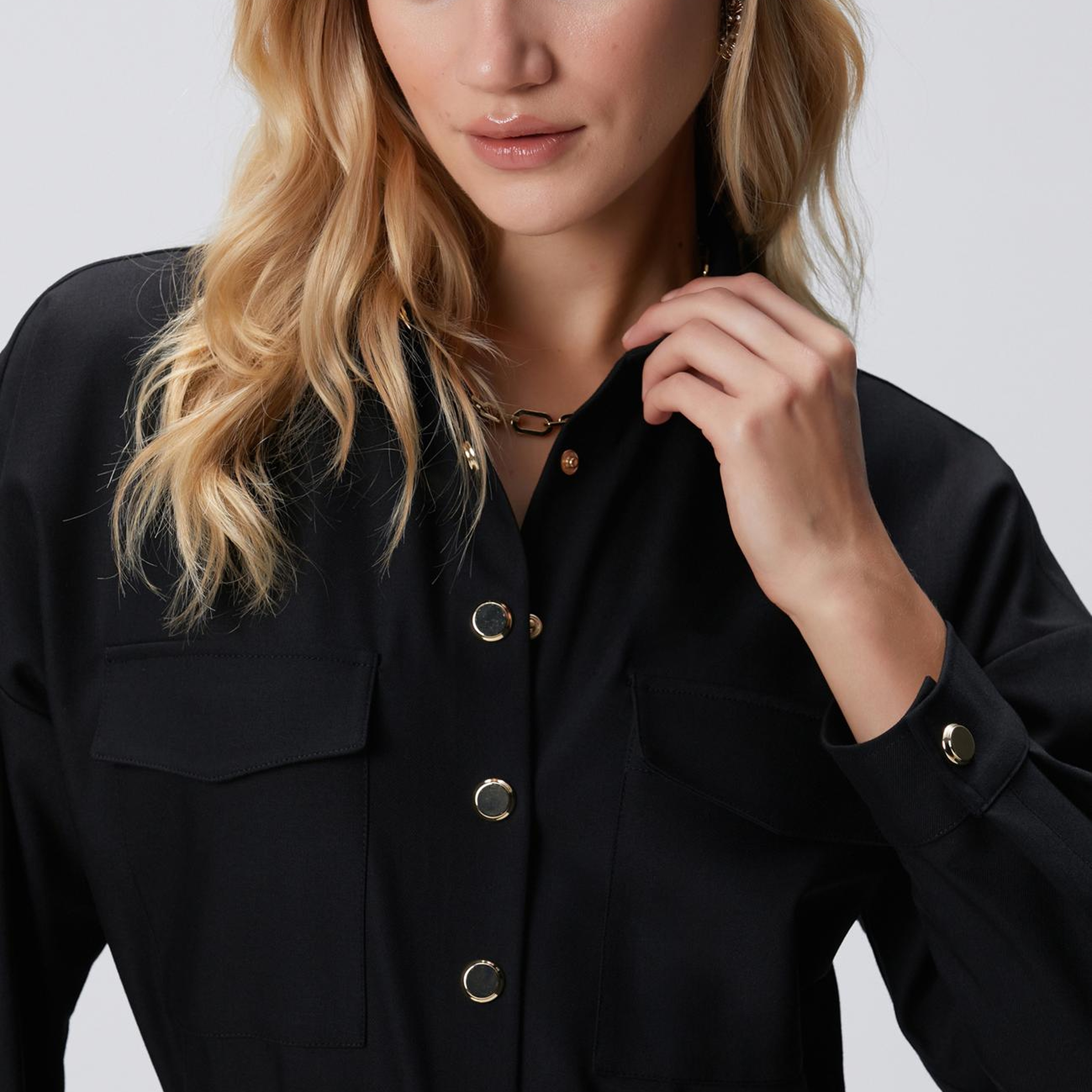 Network Kadın Siyah Cep Kapaklı Tulum