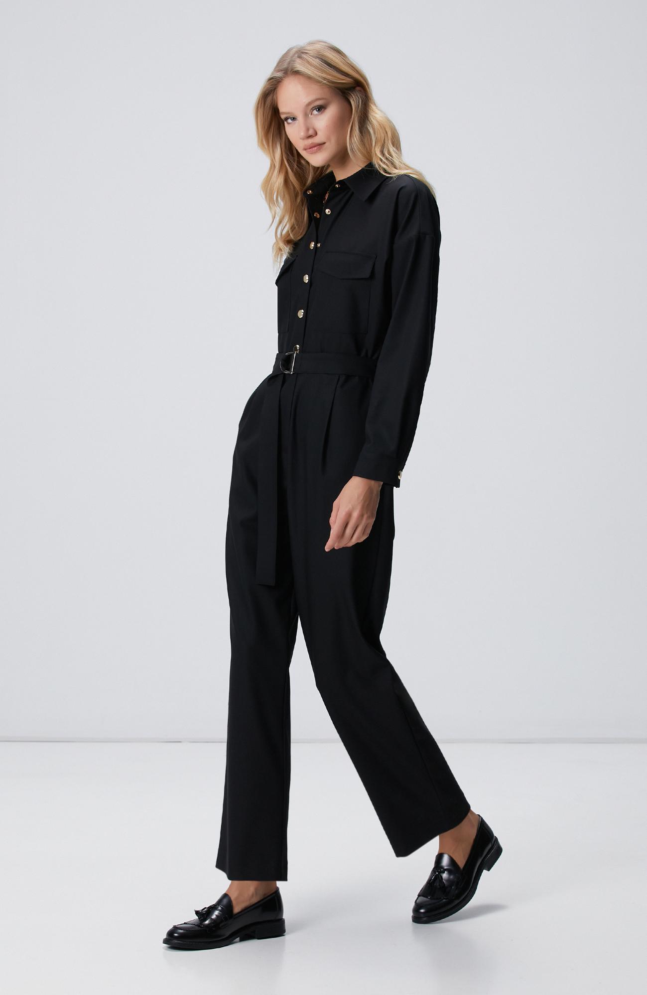 Network Kadın Siyah Cep Kapaklı Tulum