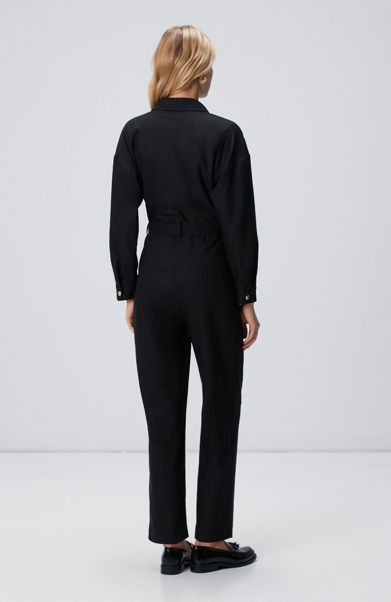 Network Kadın Siyah Cep Kapaklı Tulum