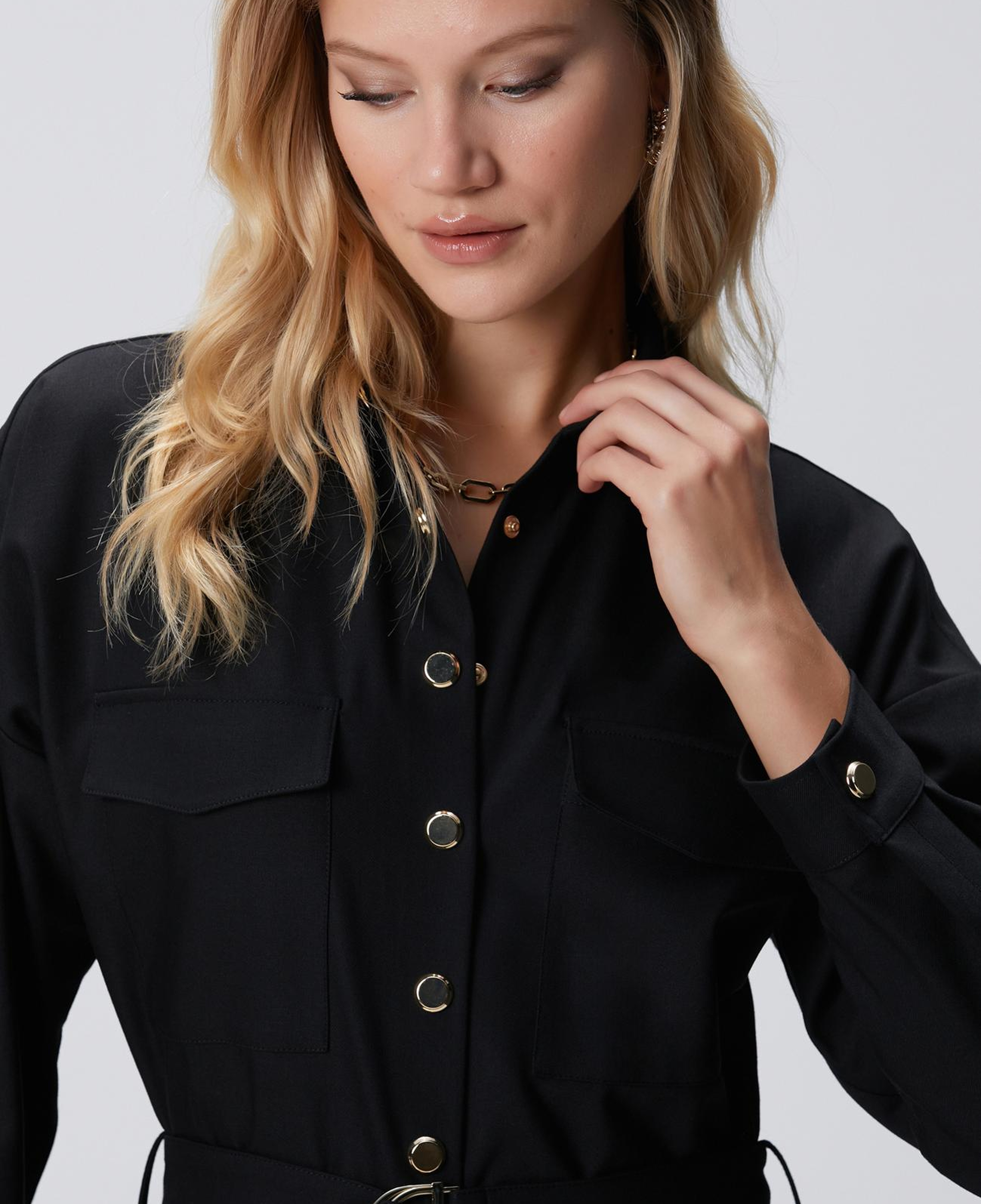 Network Kadın Siyah Cep Kapaklı Tulum