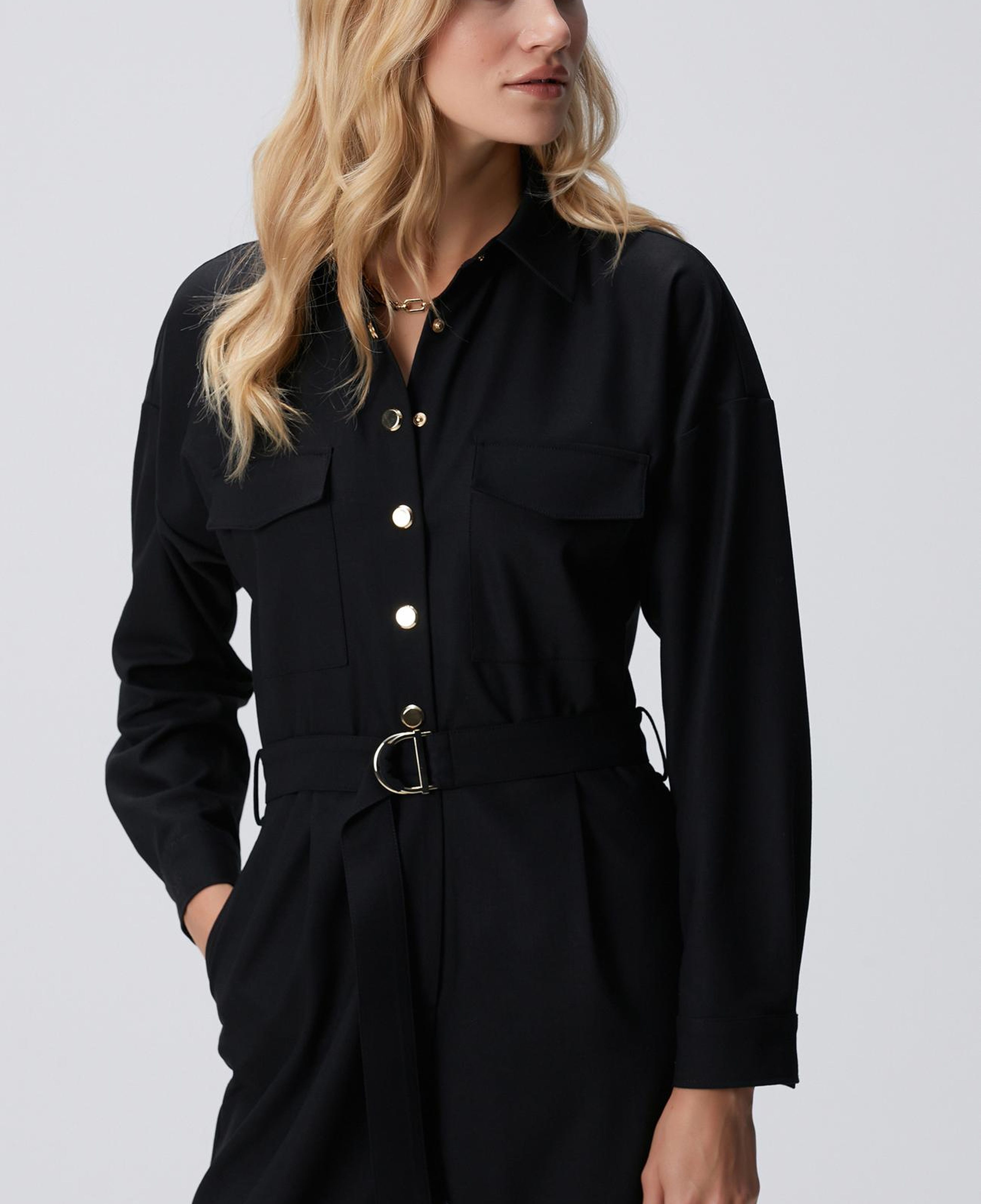 Network Kadın Siyah Cep Kapaklı Tulum