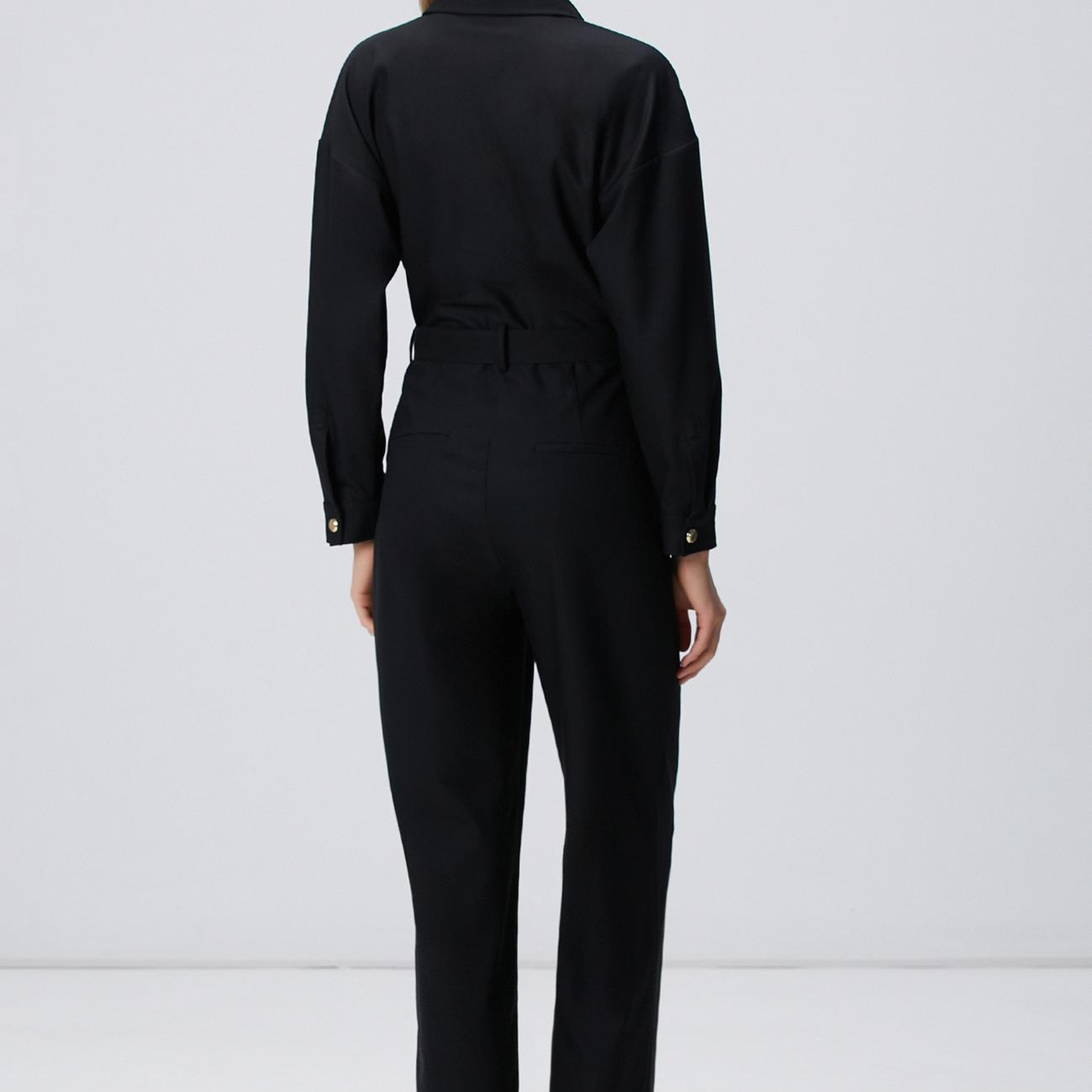 Network Kadın Siyah Cep Kapaklı Tulum