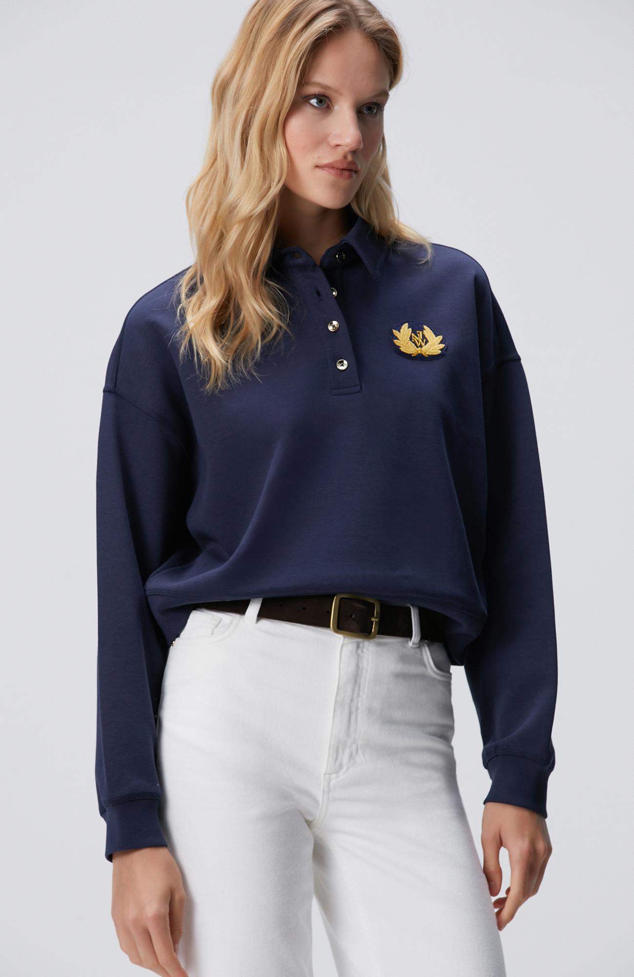 Network Kadın Lacivert Patch Detaylı Sweatshirt