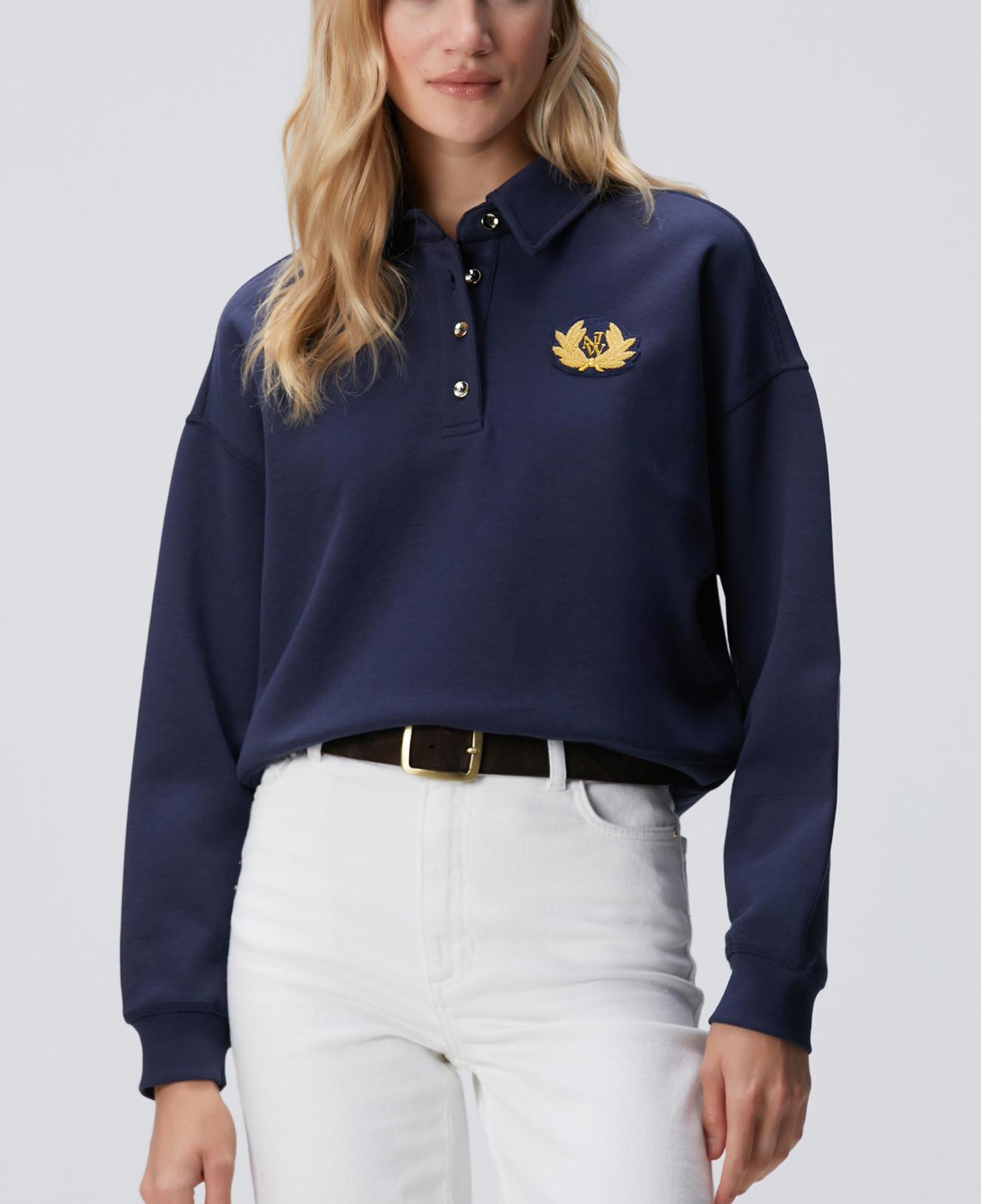 Network Kadın Lacivert Patch Detaylı Sweatshirt