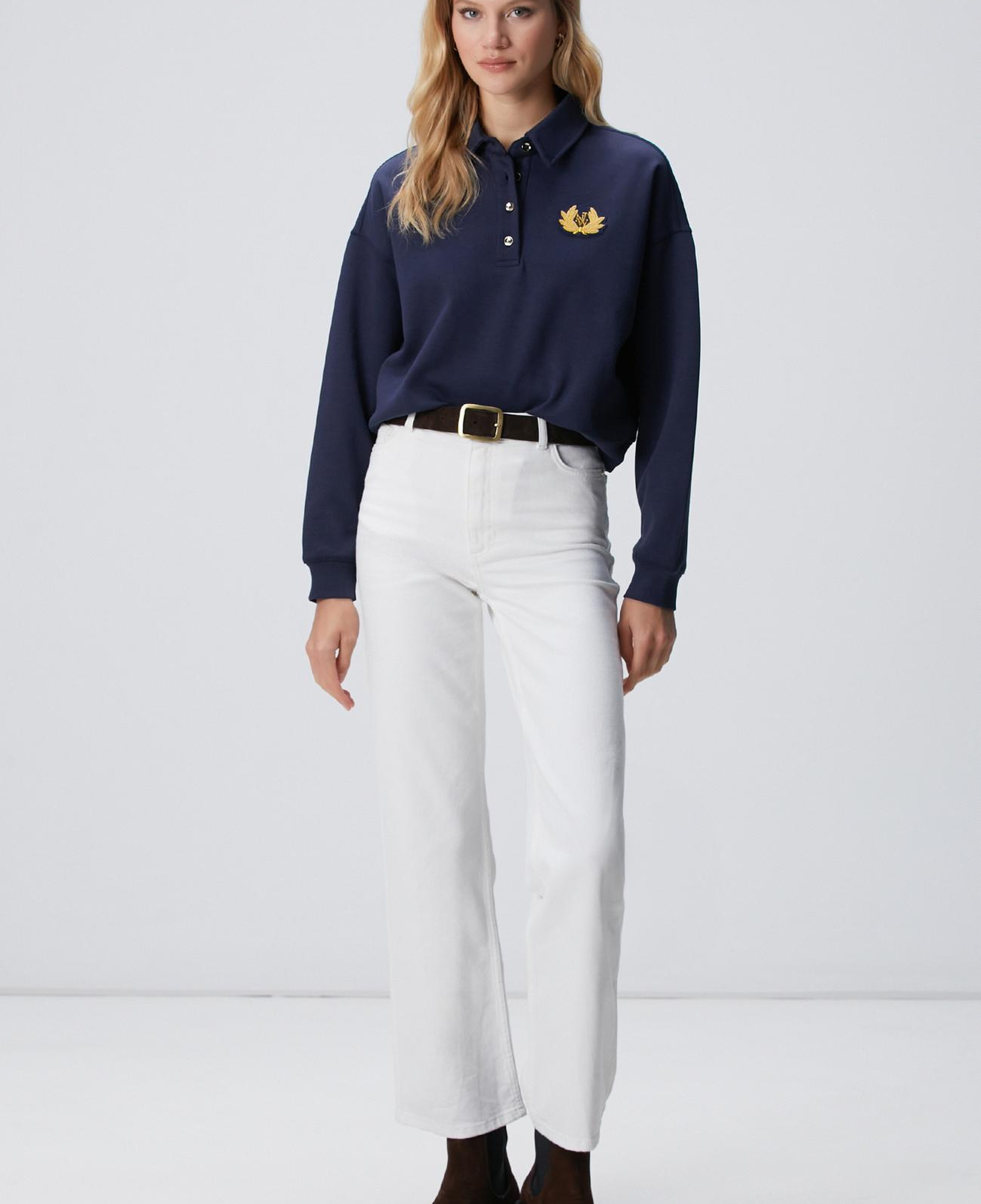 Network Kadın Lacivert Patch Detaylı Sweatshirt