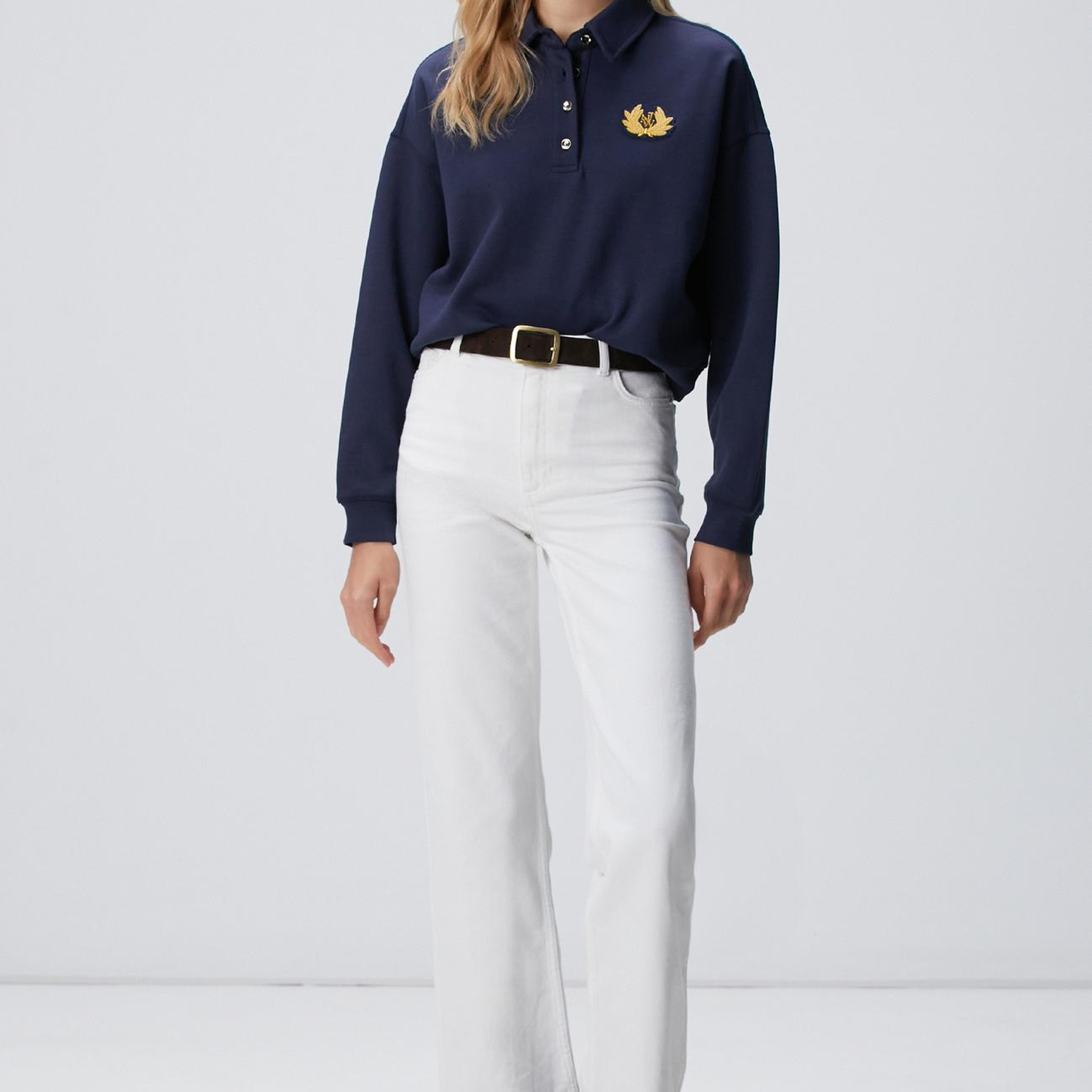 Network Kadın Lacivert Patch Detaylı Sweatshirt