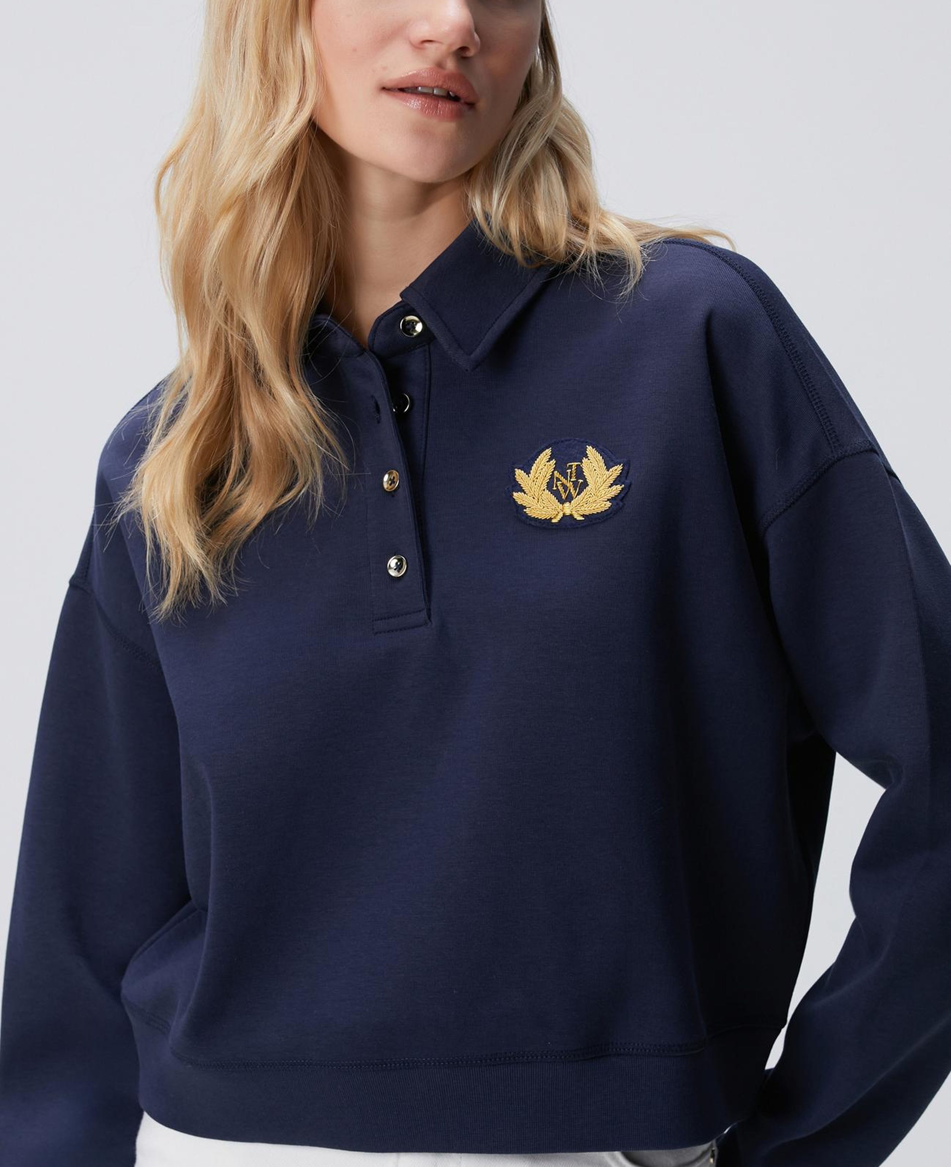 Network Kadın Lacivert Patch Detaylı Sweatshirt