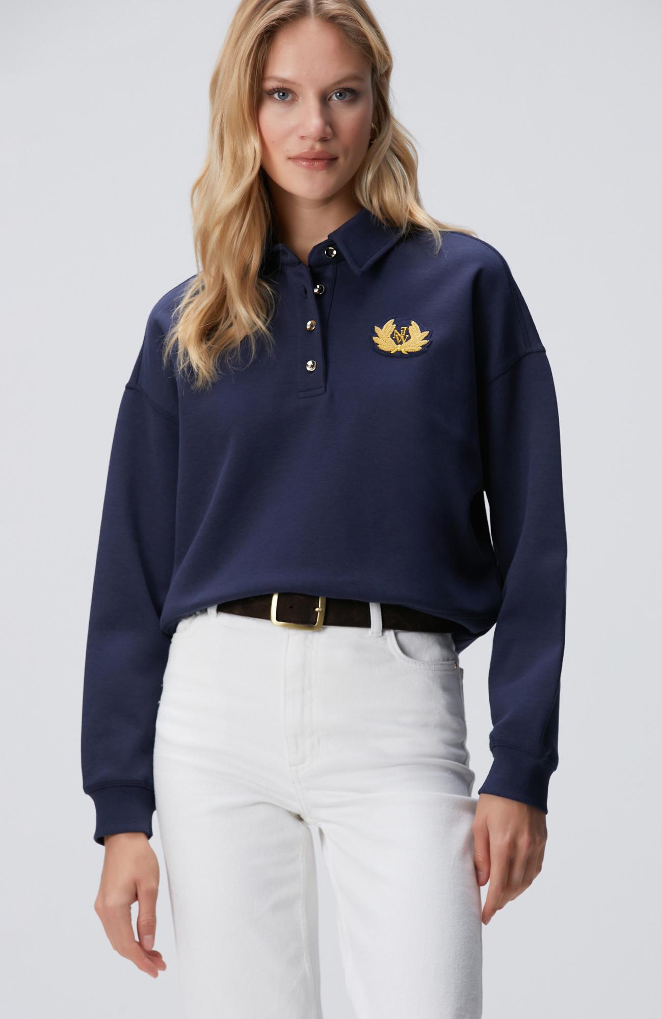 Network Kadın Lacivert Patch Detaylı Sweatshirt