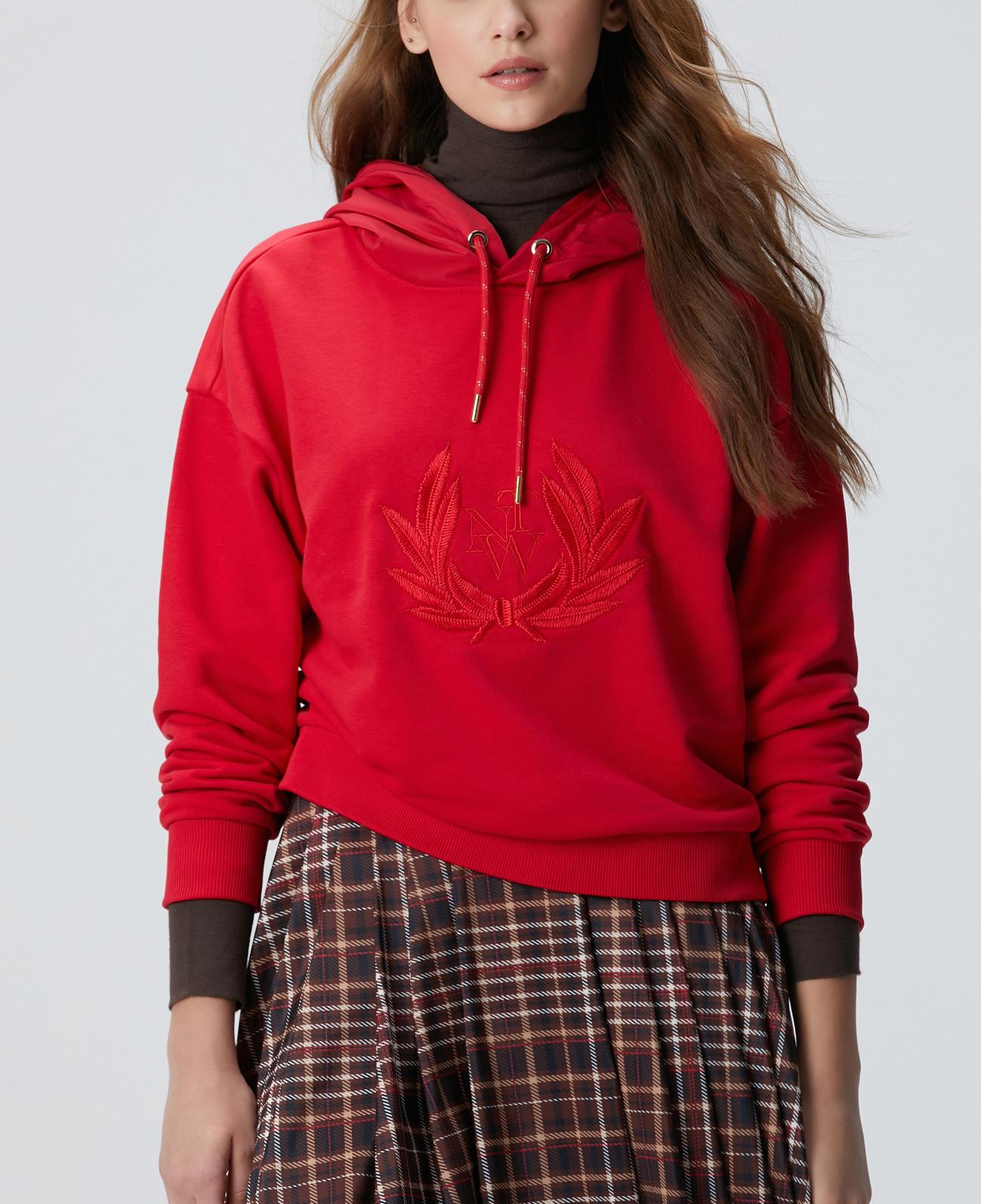 Network Kadın Kırmızı Nakış Detaylı Sweatshirt