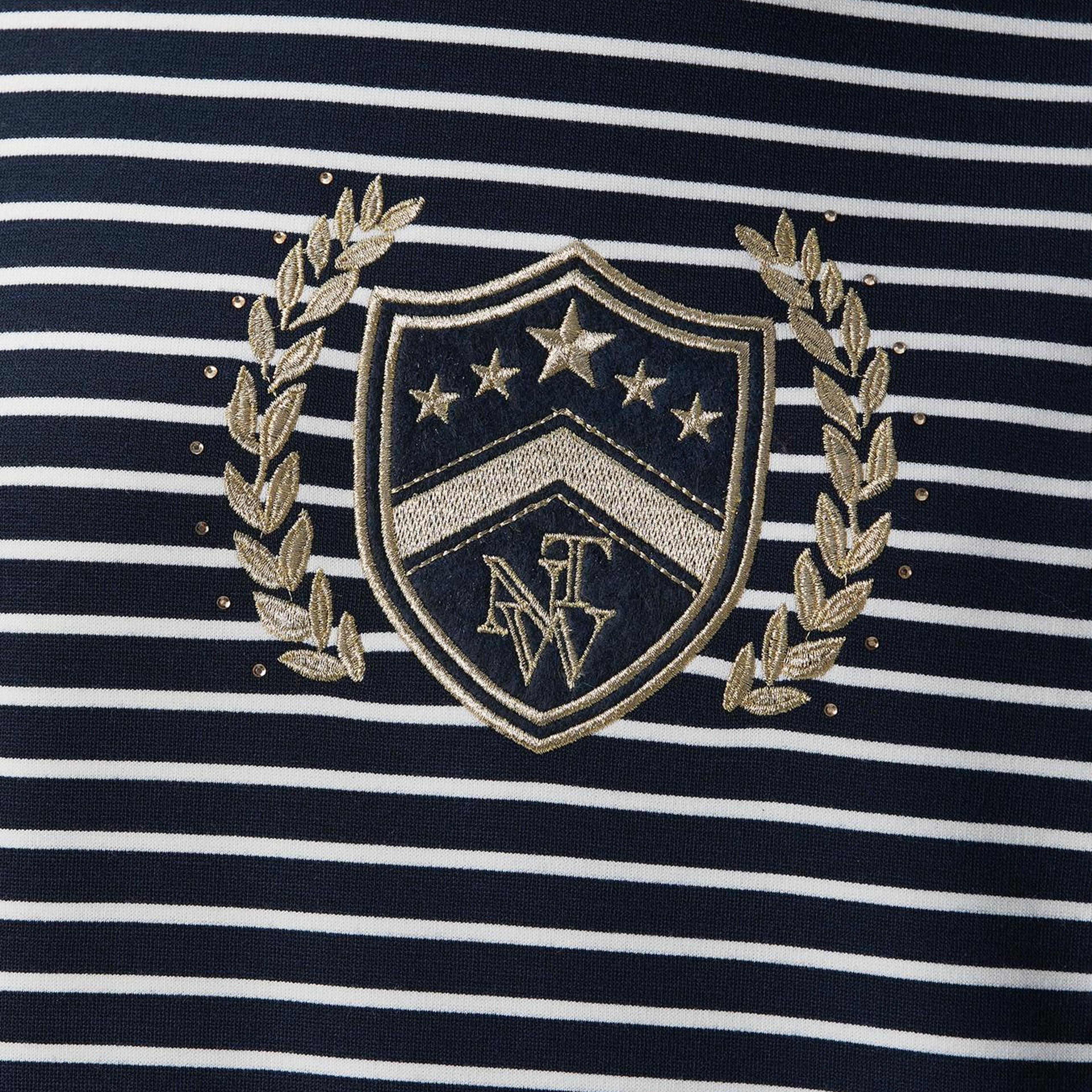 Network Kadın Lacivert Beyaz Dokuma Garnili Sweatshirt