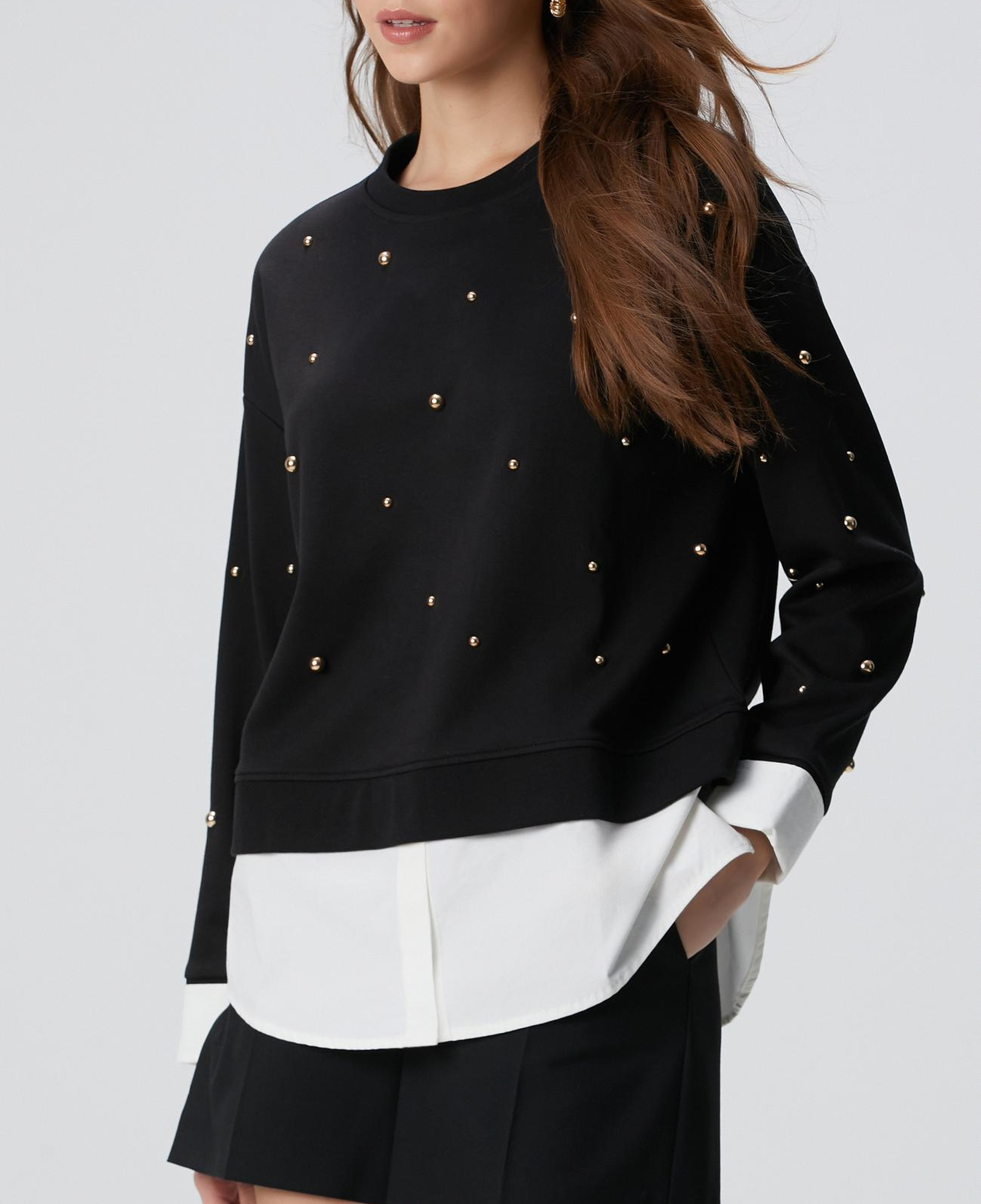 Network Kadın Siyah Metal Aksesuarlı Sweatshirt