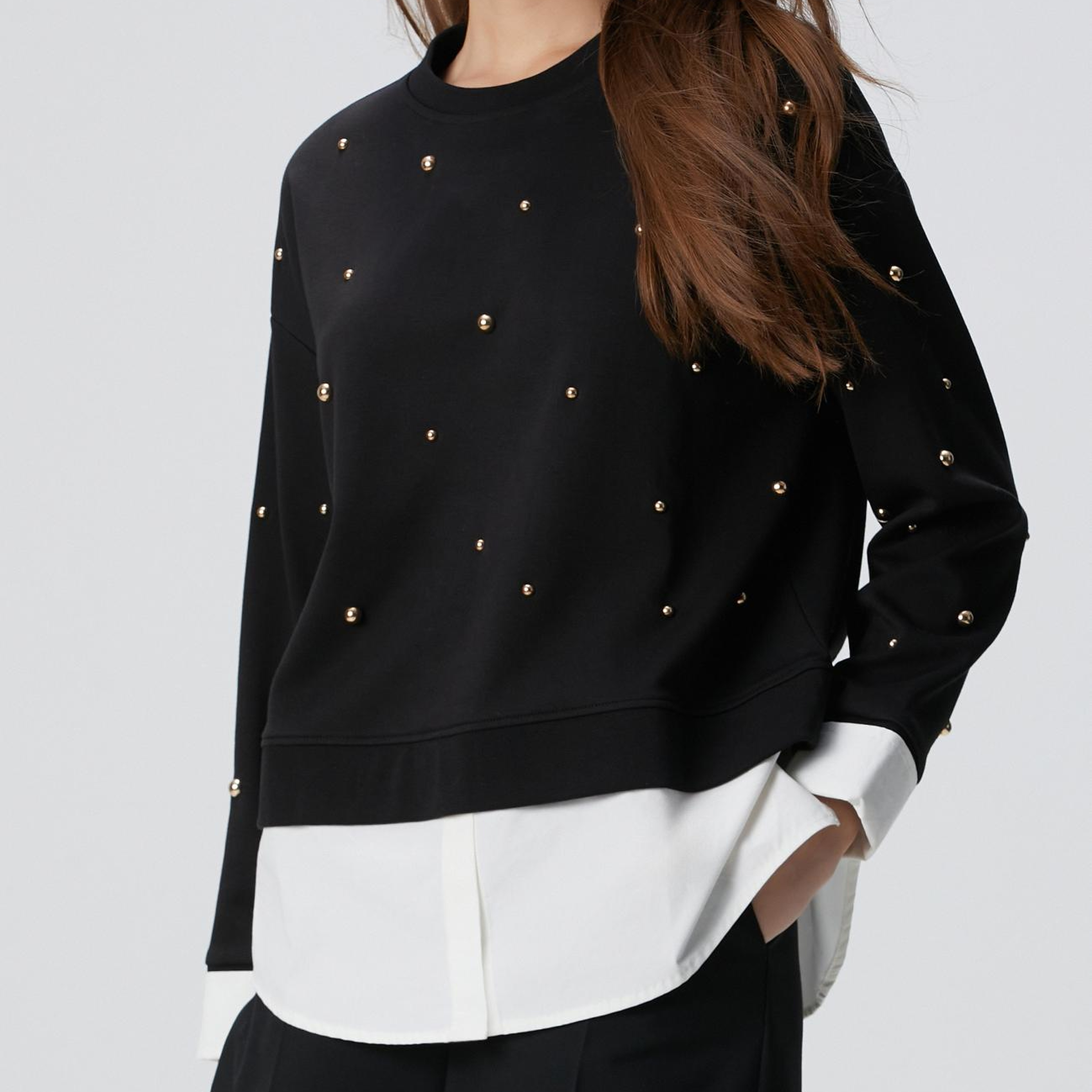 Network Kadın Siyah Metal Aksesuarlı Sweatshirt