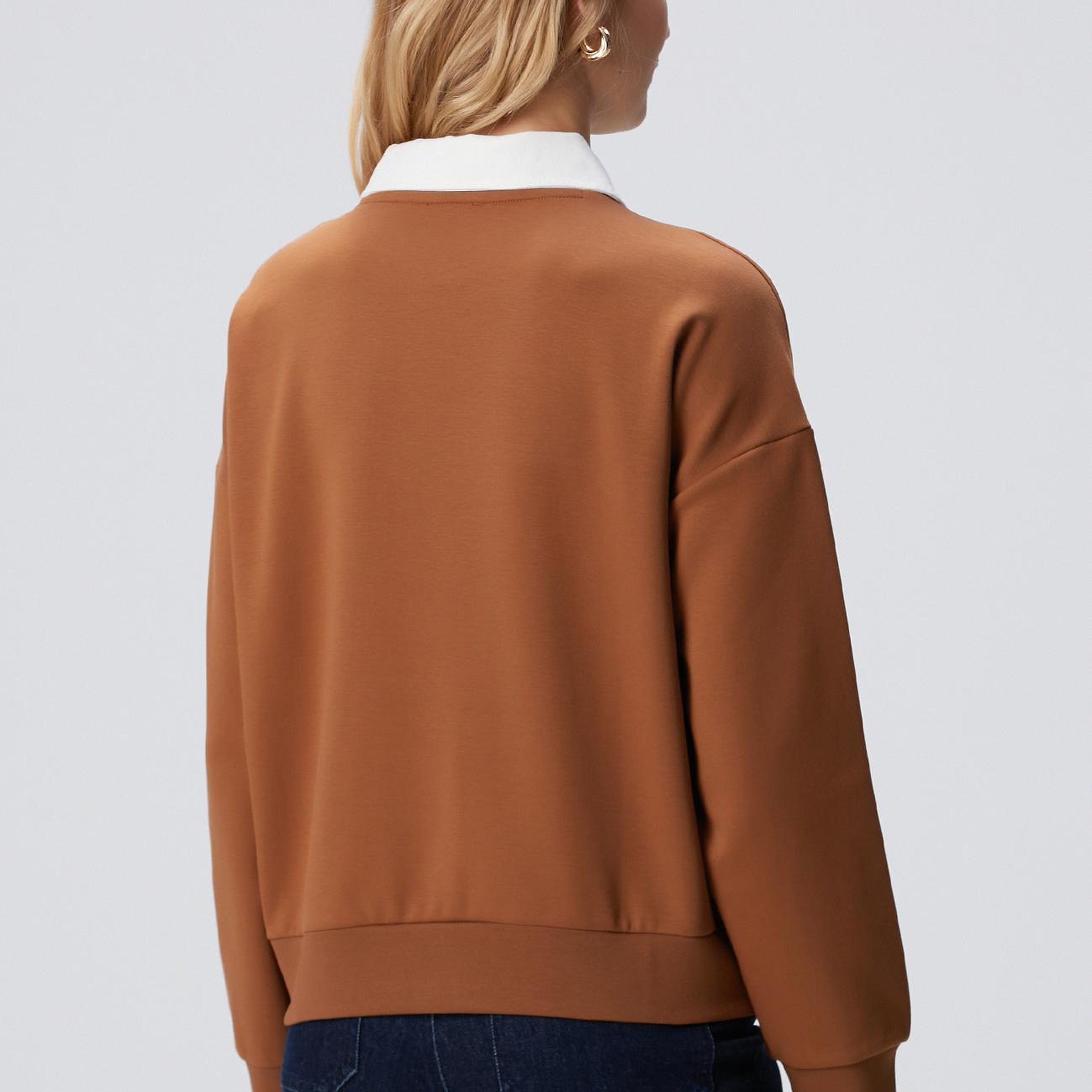 Network Kadın Camel Denim Yakalı Sweatshirt