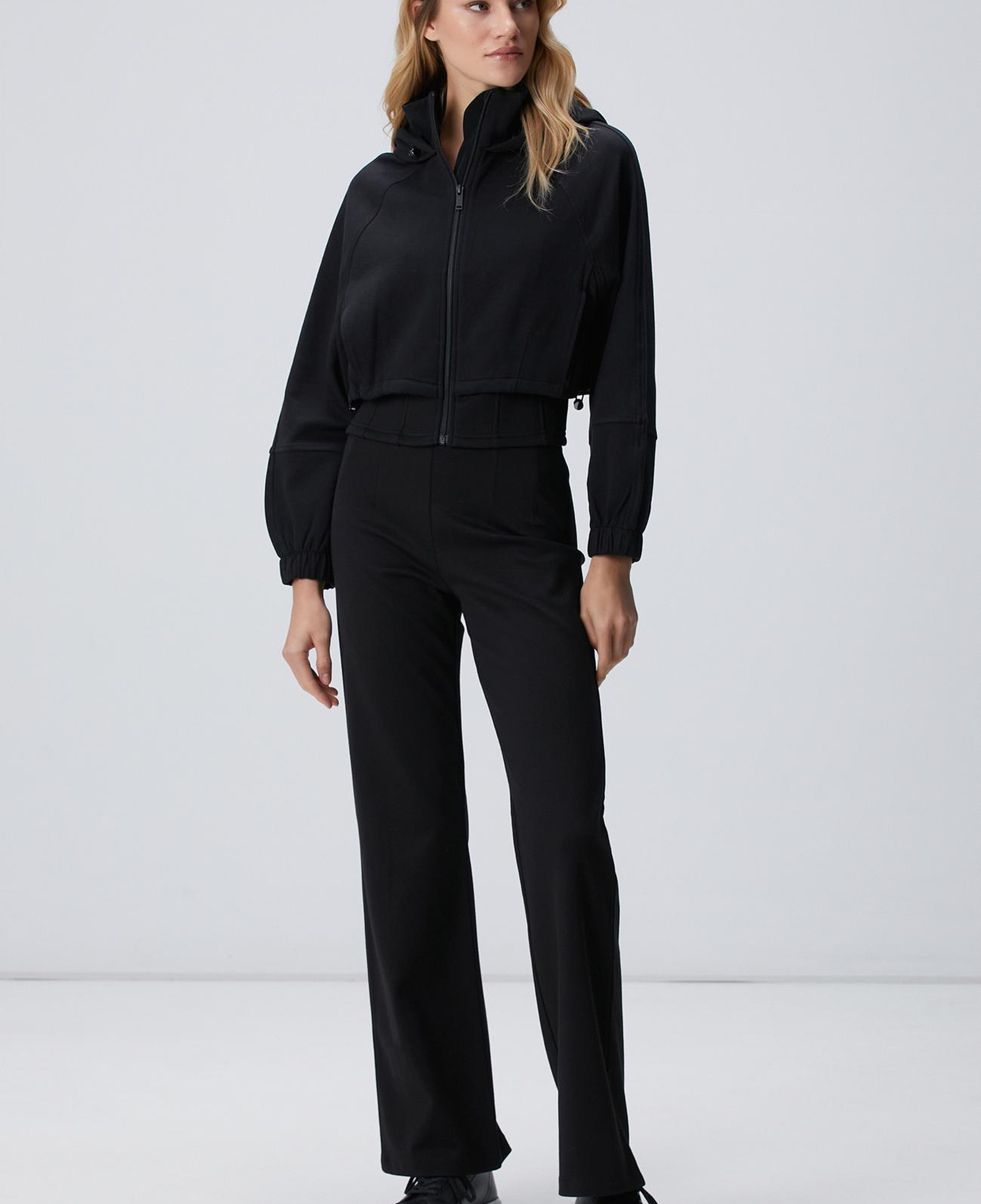 Network Kadın N-Tech Siyah Crop Sweatshirt