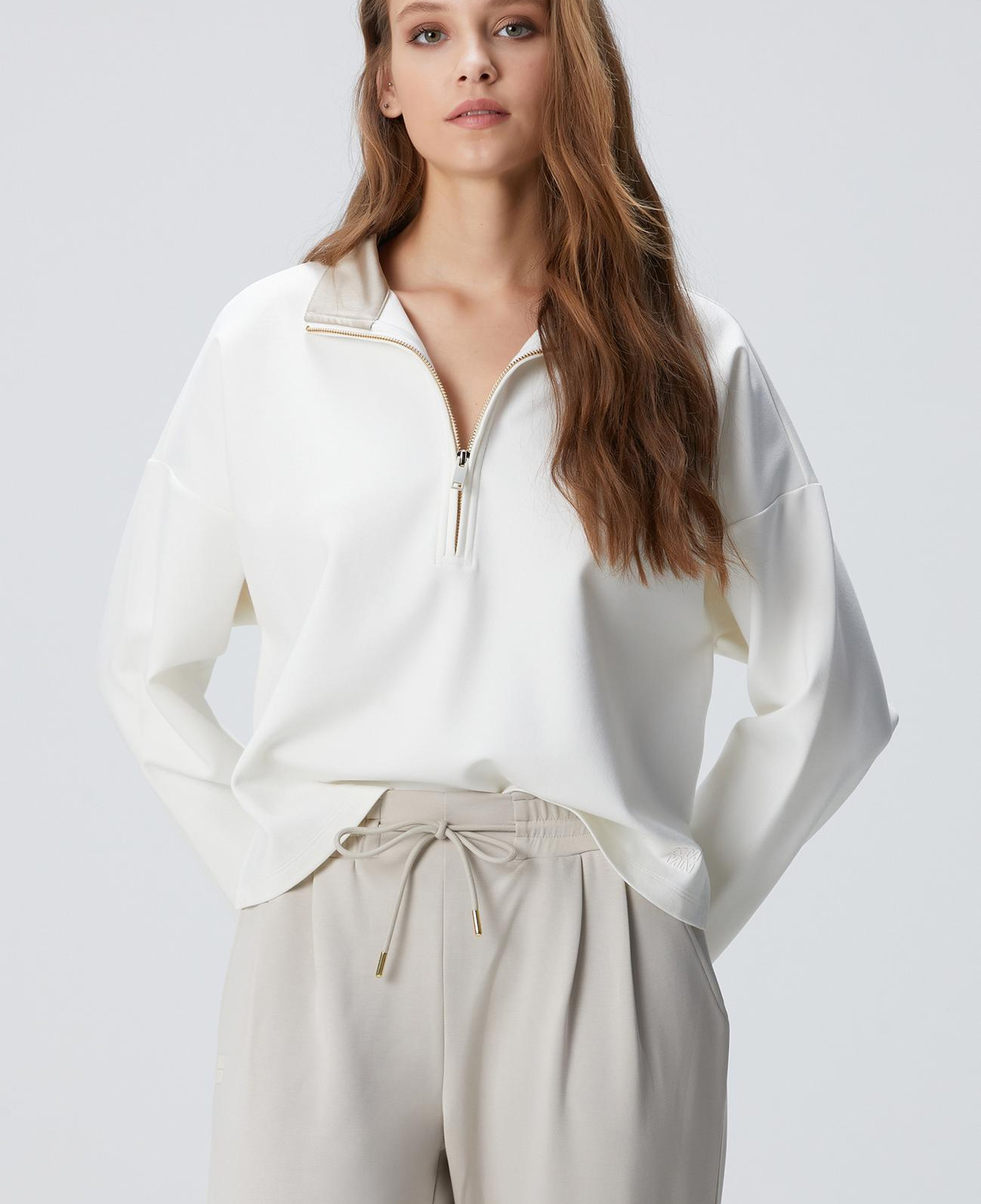 Network Kadın N-Tech Kırık Beyaz Sweatshirt