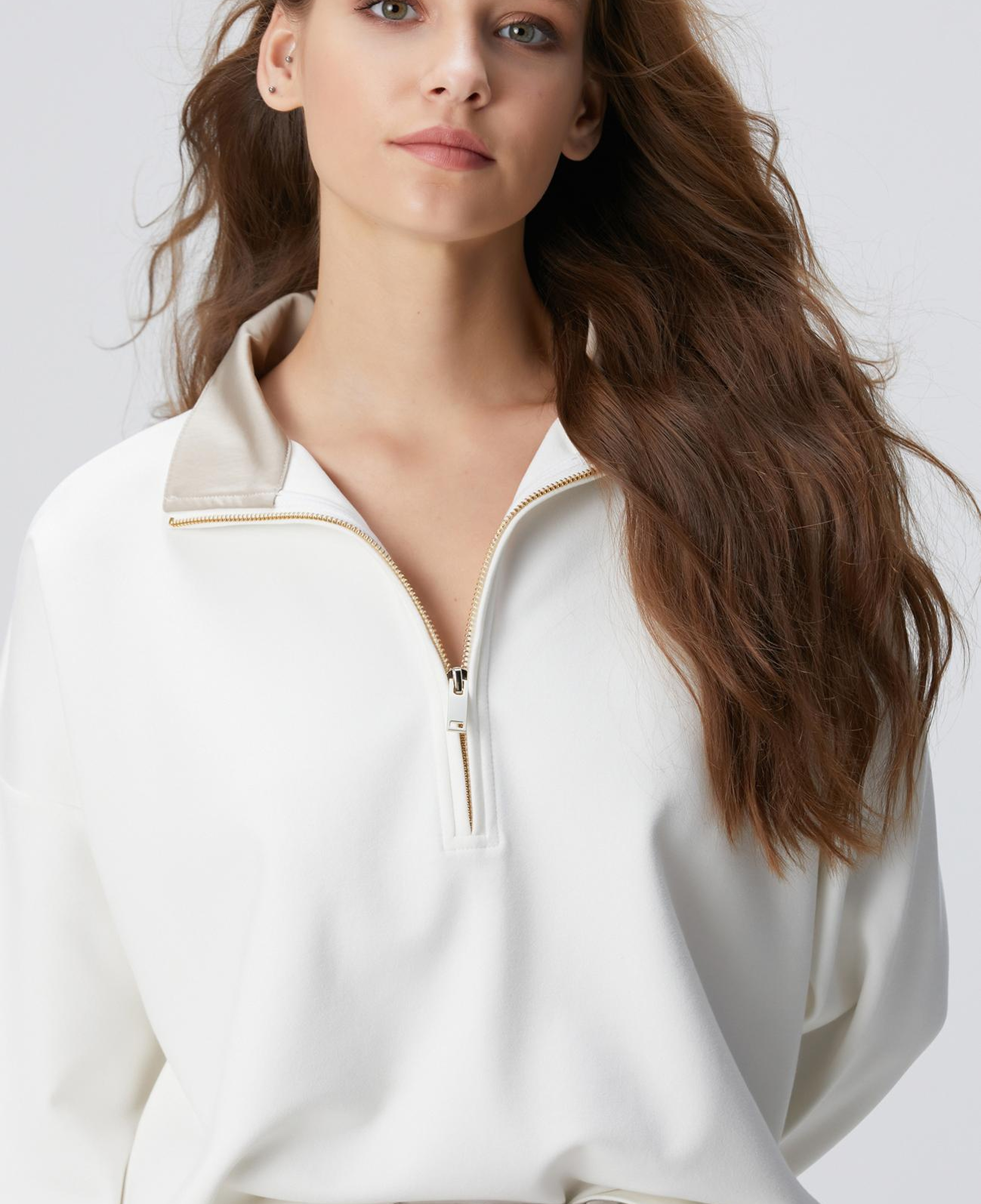 Network Kadın N-Tech Kırık Beyaz Sweatshirt