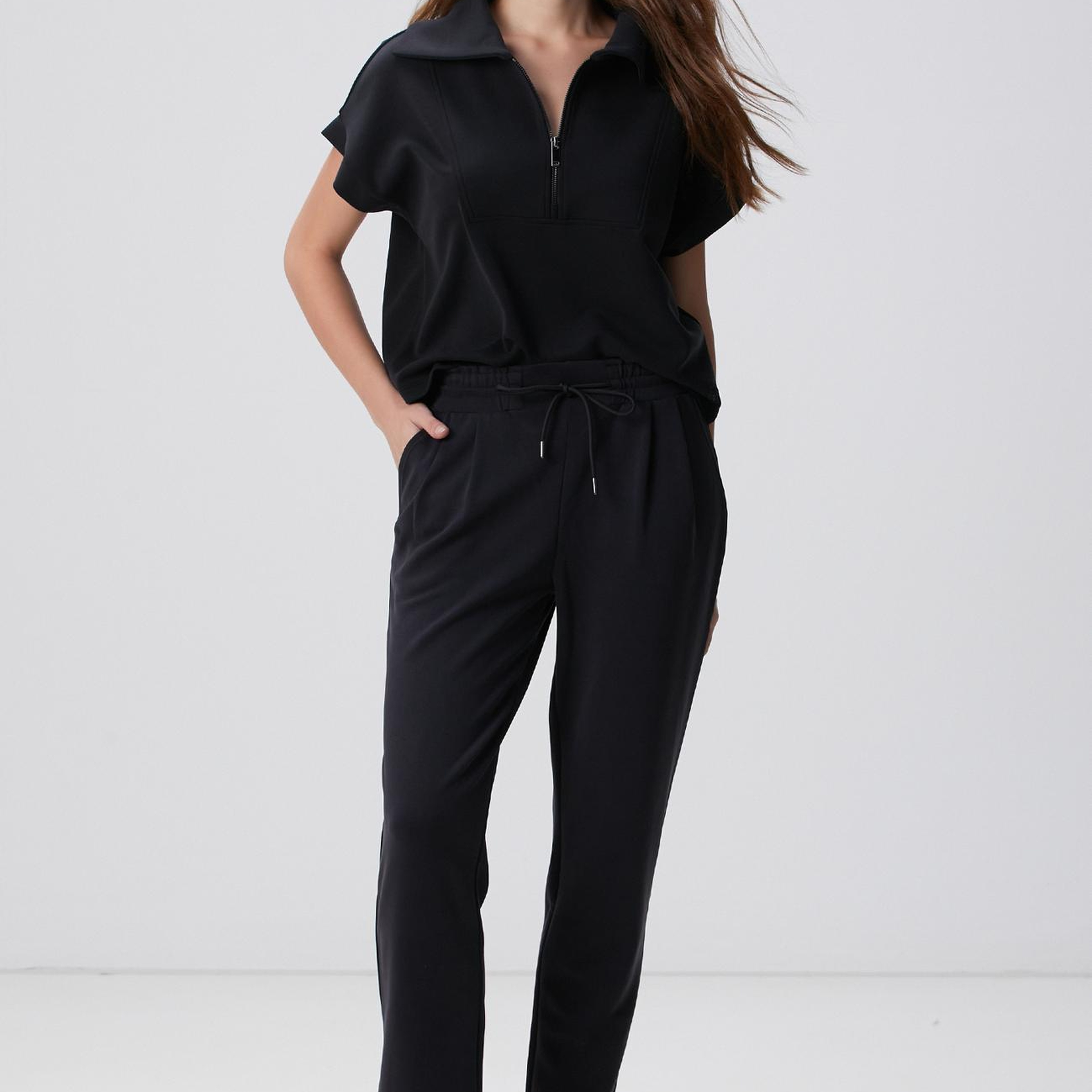 Network Kadın Siyah Dar Paça Modal Karışımlı Eşofman