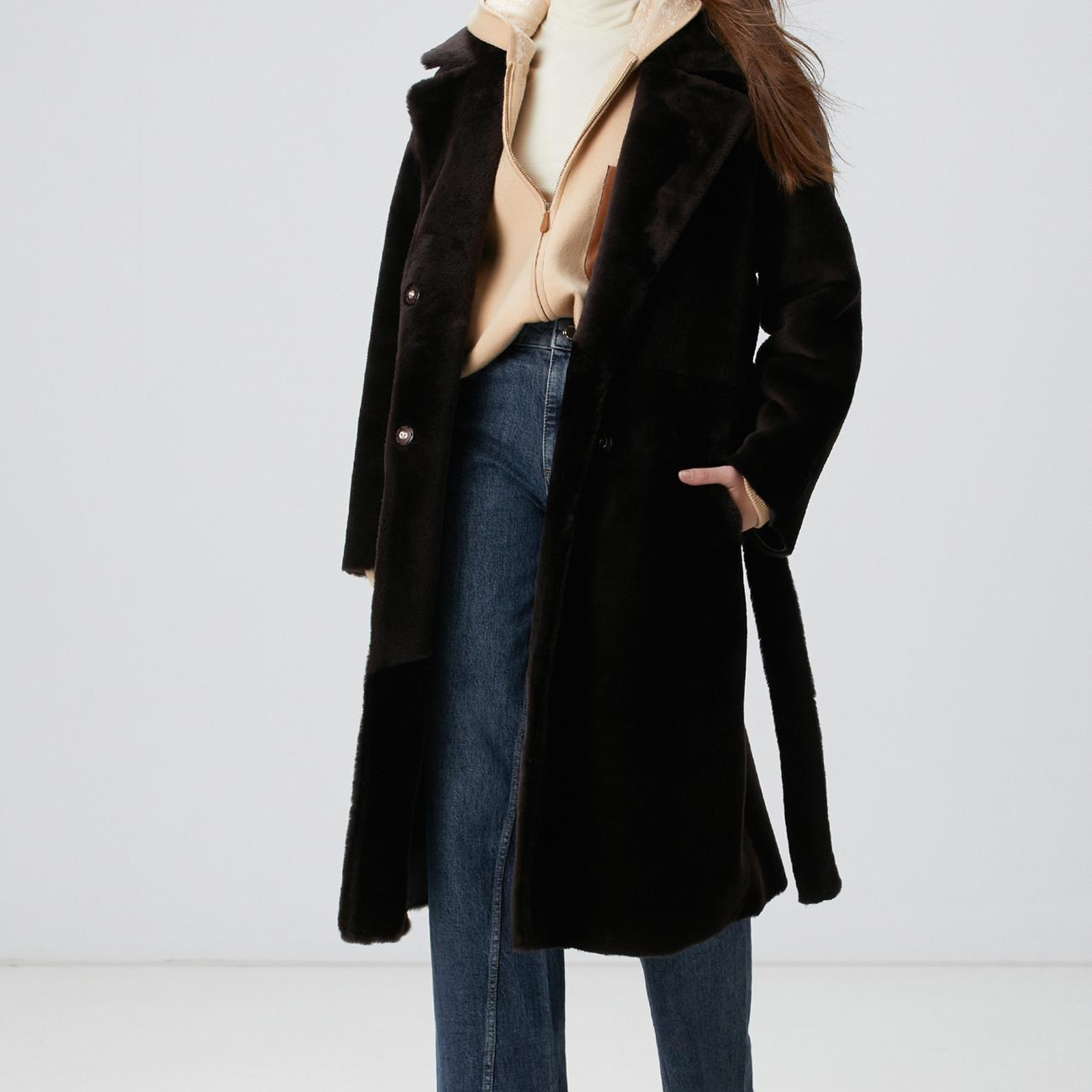 Network Kadın Limited Bej Yün Karışımlı İçi Desenli Triko Ceket