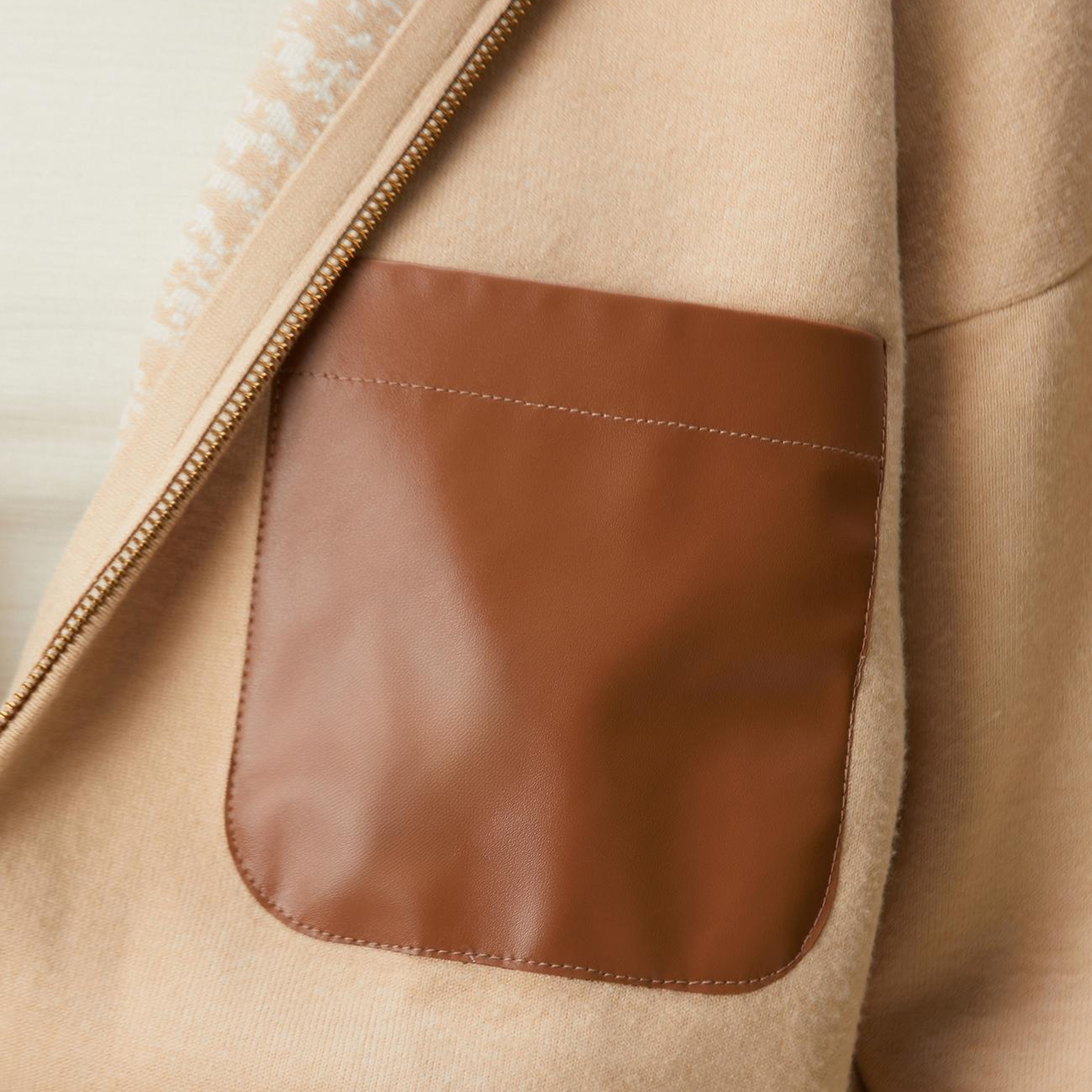 Network Kadın Limited Bej Yün Karışımlı İçi Desenli Triko Ceket