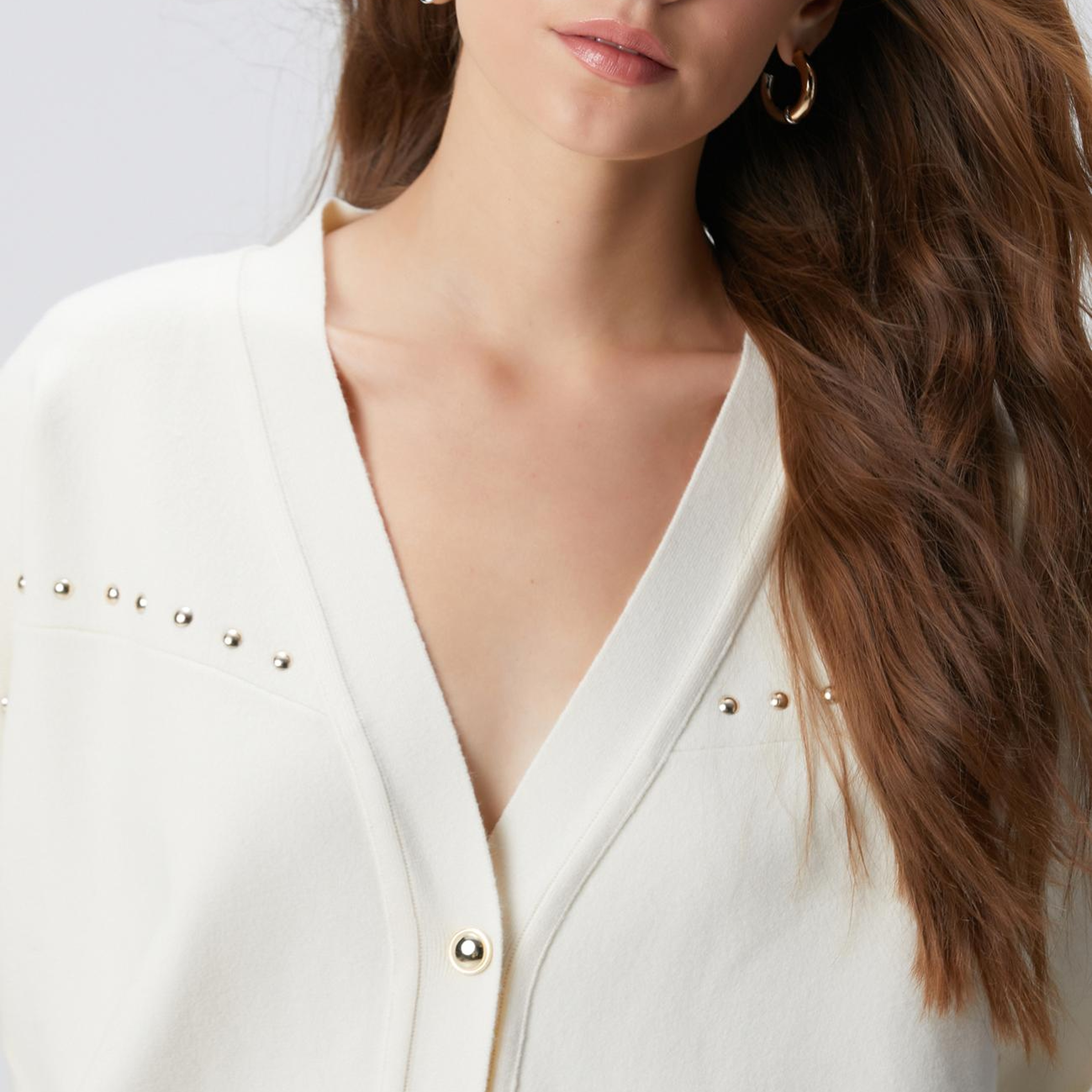 Network Kadın Kırık Beyaz Trok Detaylı Hırka