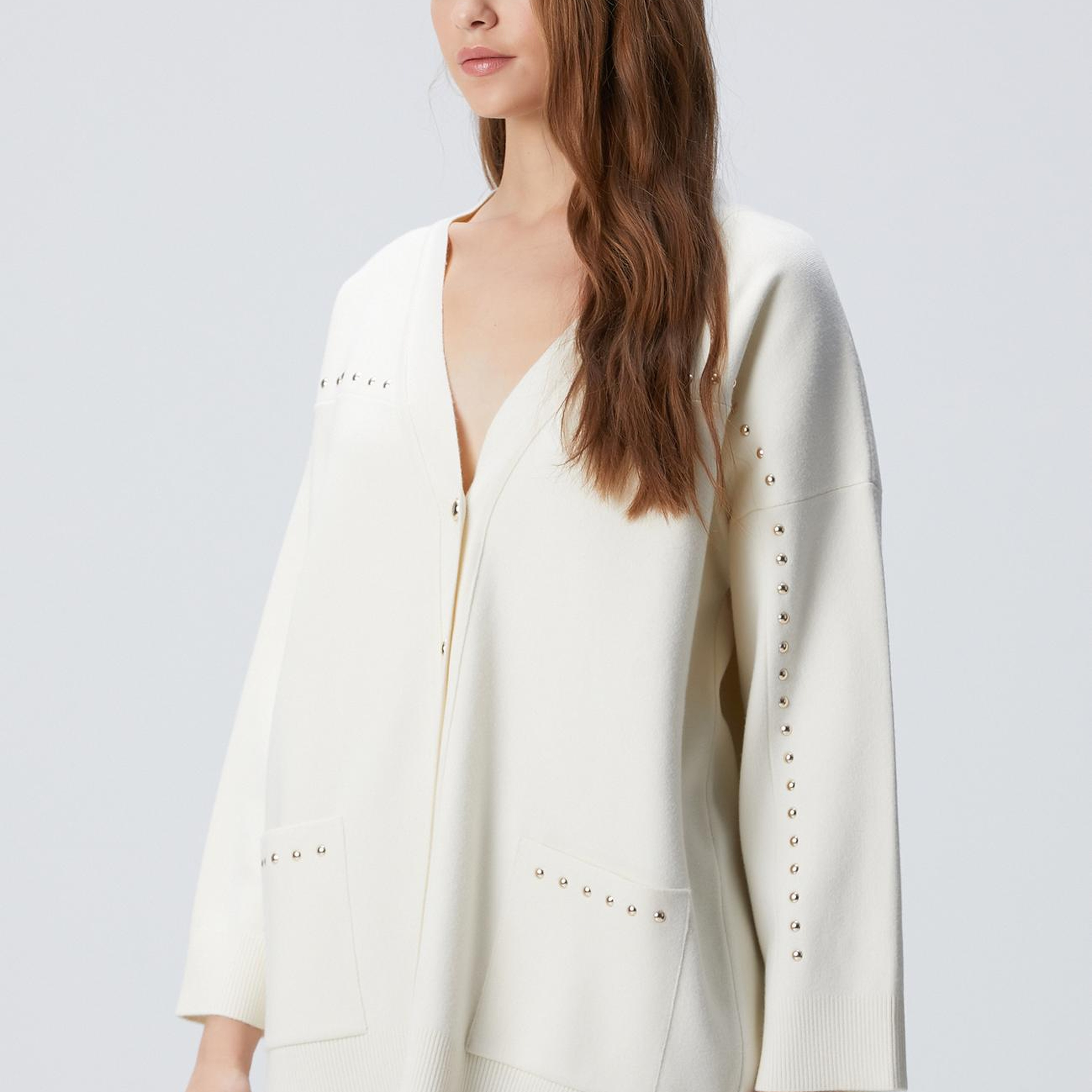 Network Kadın Kırık Beyaz Trok Detaylı Hırka