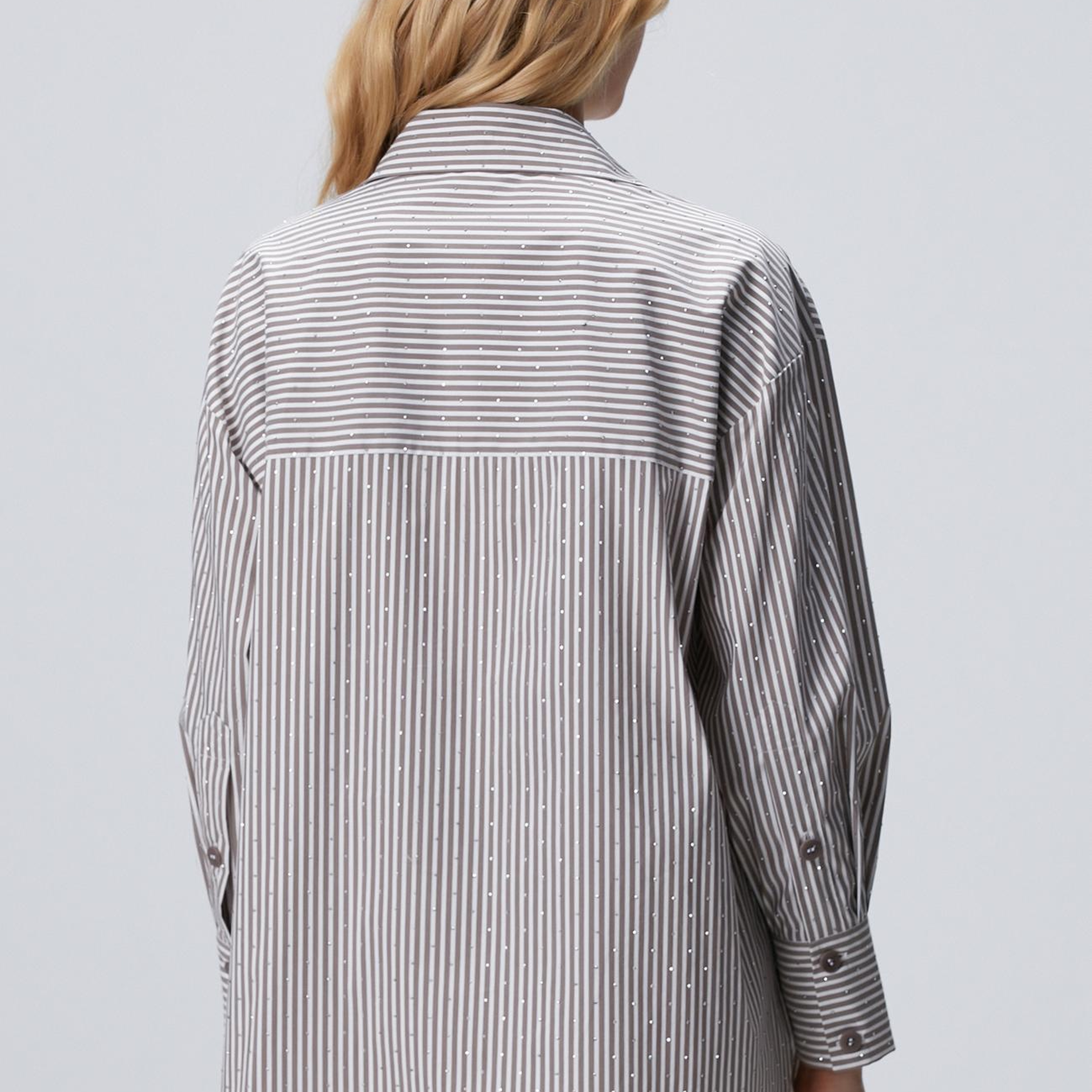 Network Kadın Vizon Ekru Çizgili Gömlek