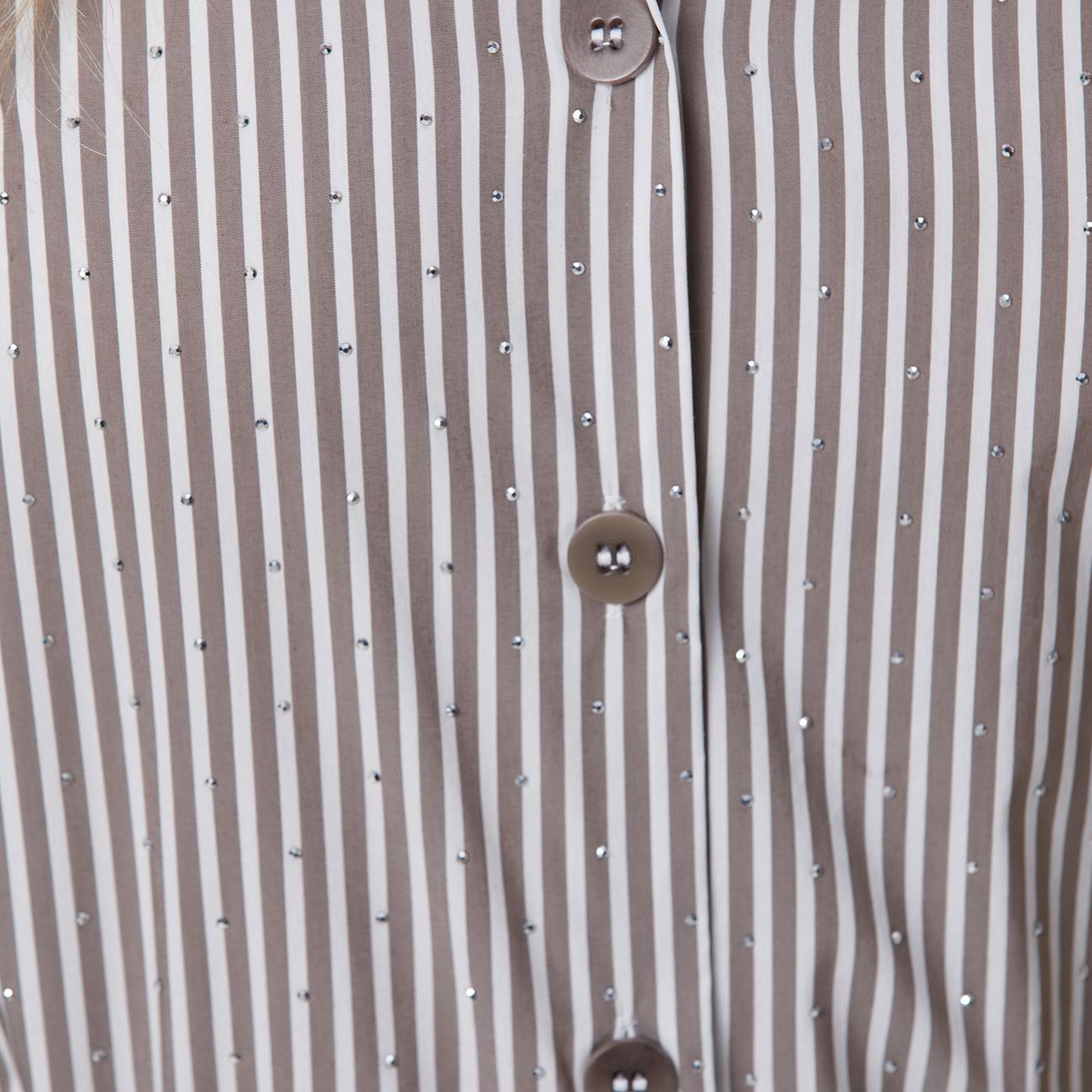 Network Kadın Vizon Ekru Çizgili Gömlek