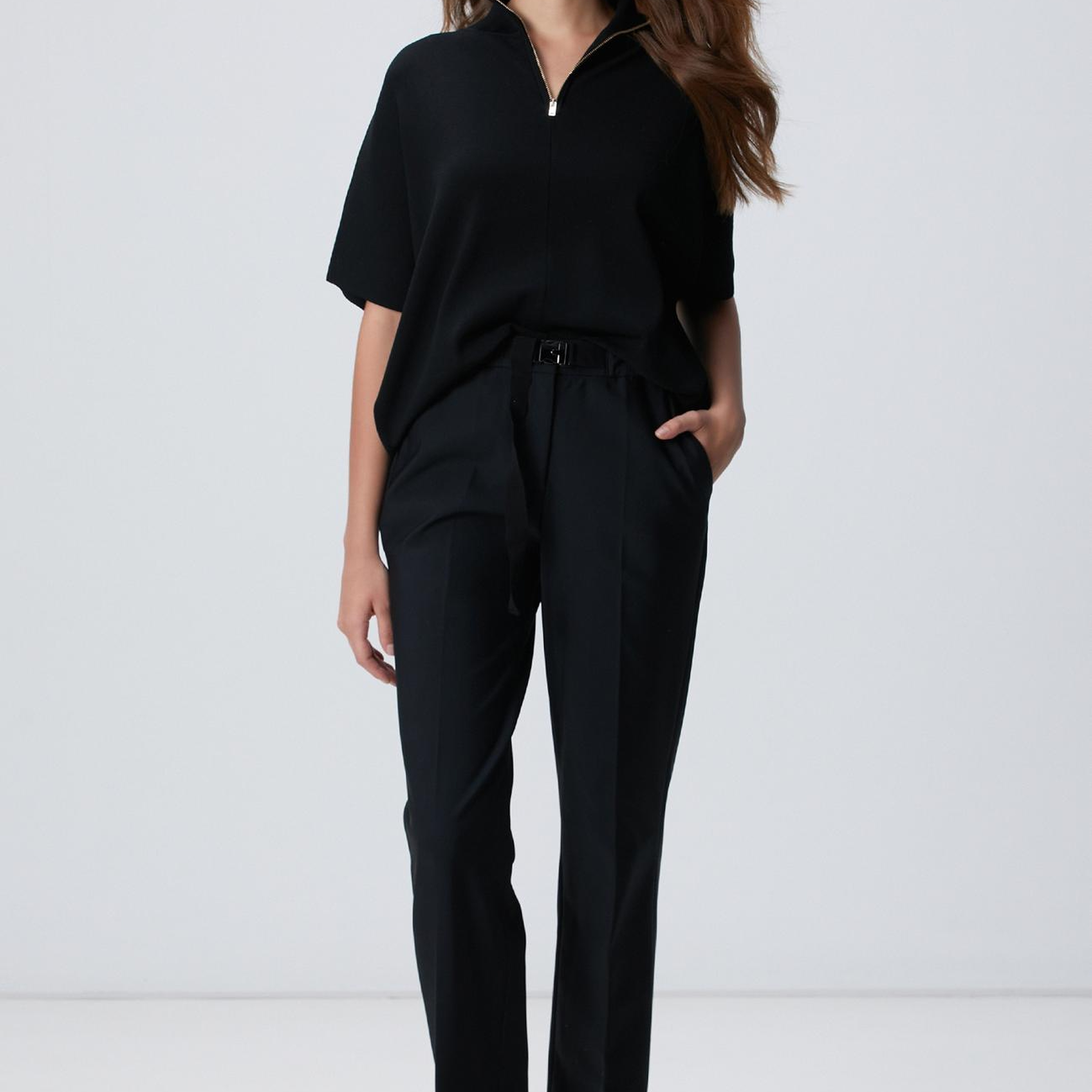 Network Kadın N-Tech Siyah Kemer Detaylı Pantolon