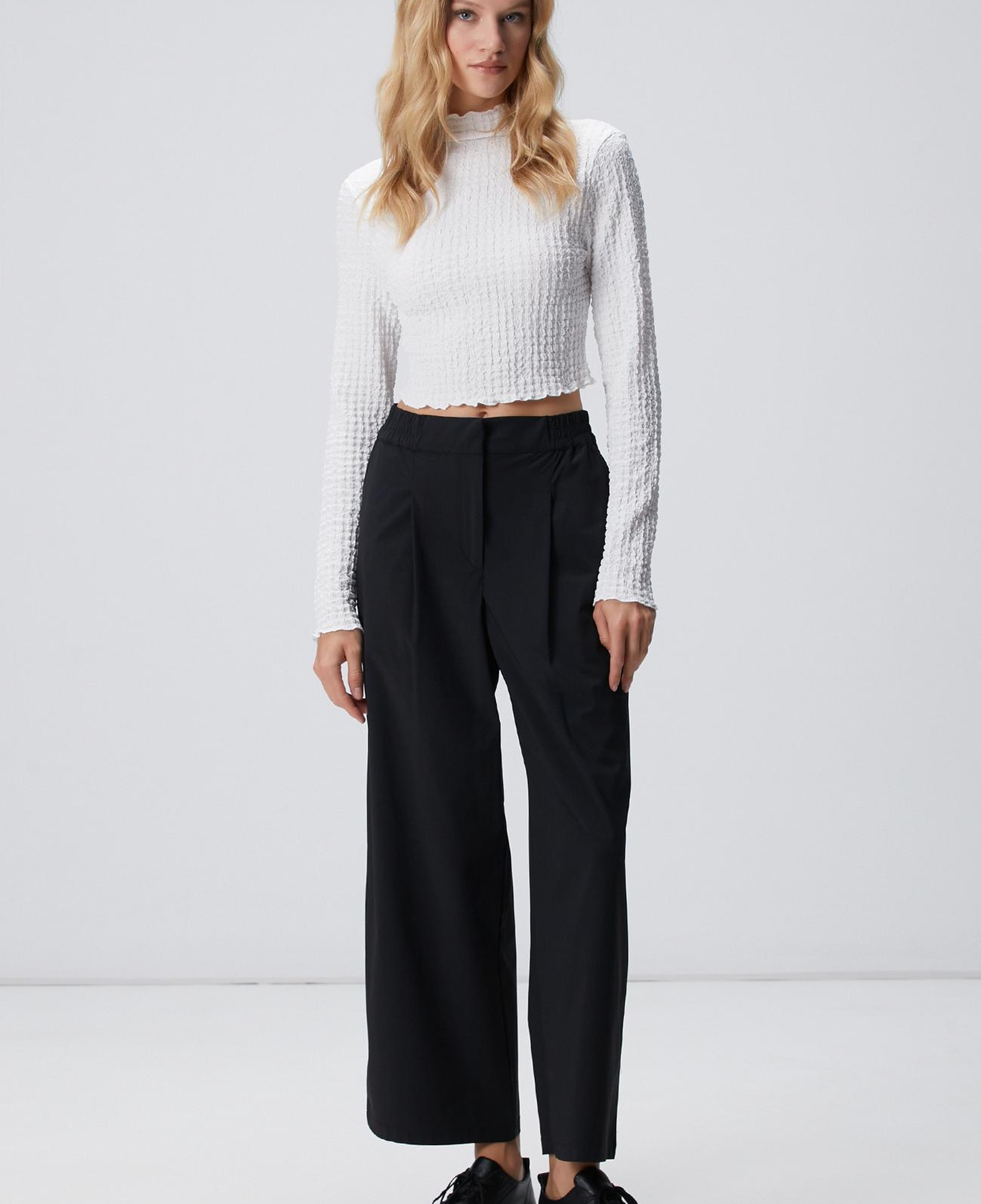 Network Kadın N-Tech Siyah Beli Lastikli Pantolon