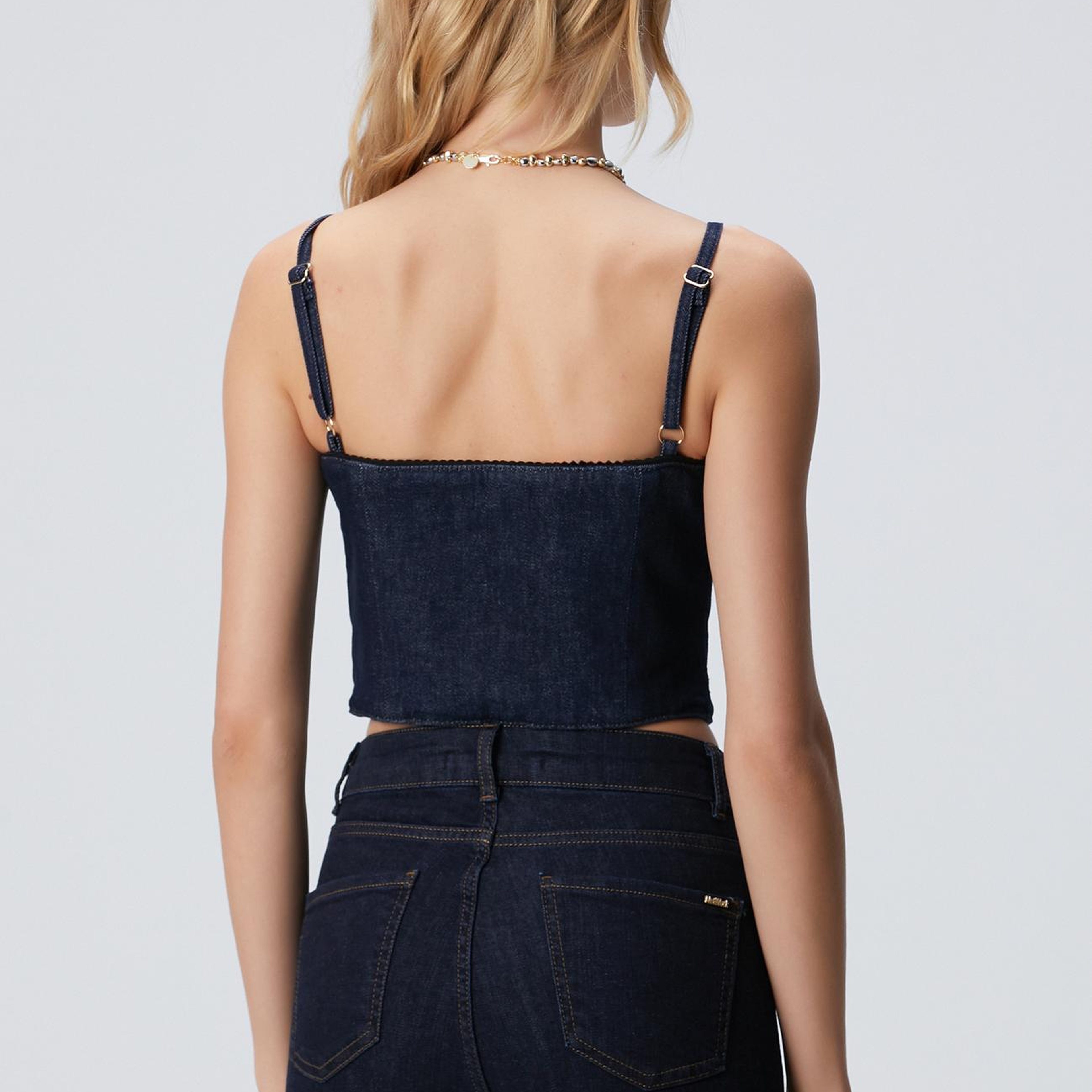 Network Kadın Lacivert Fermuarlı Denim Bluz