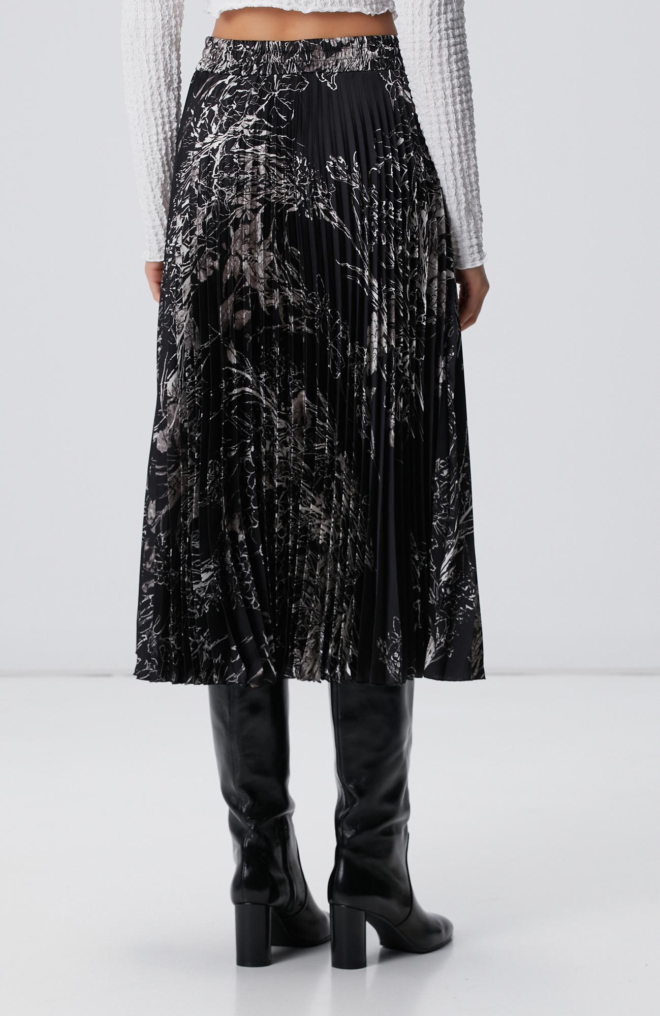 Network Kadın Siyah Kırık Beyaz Midi Etek