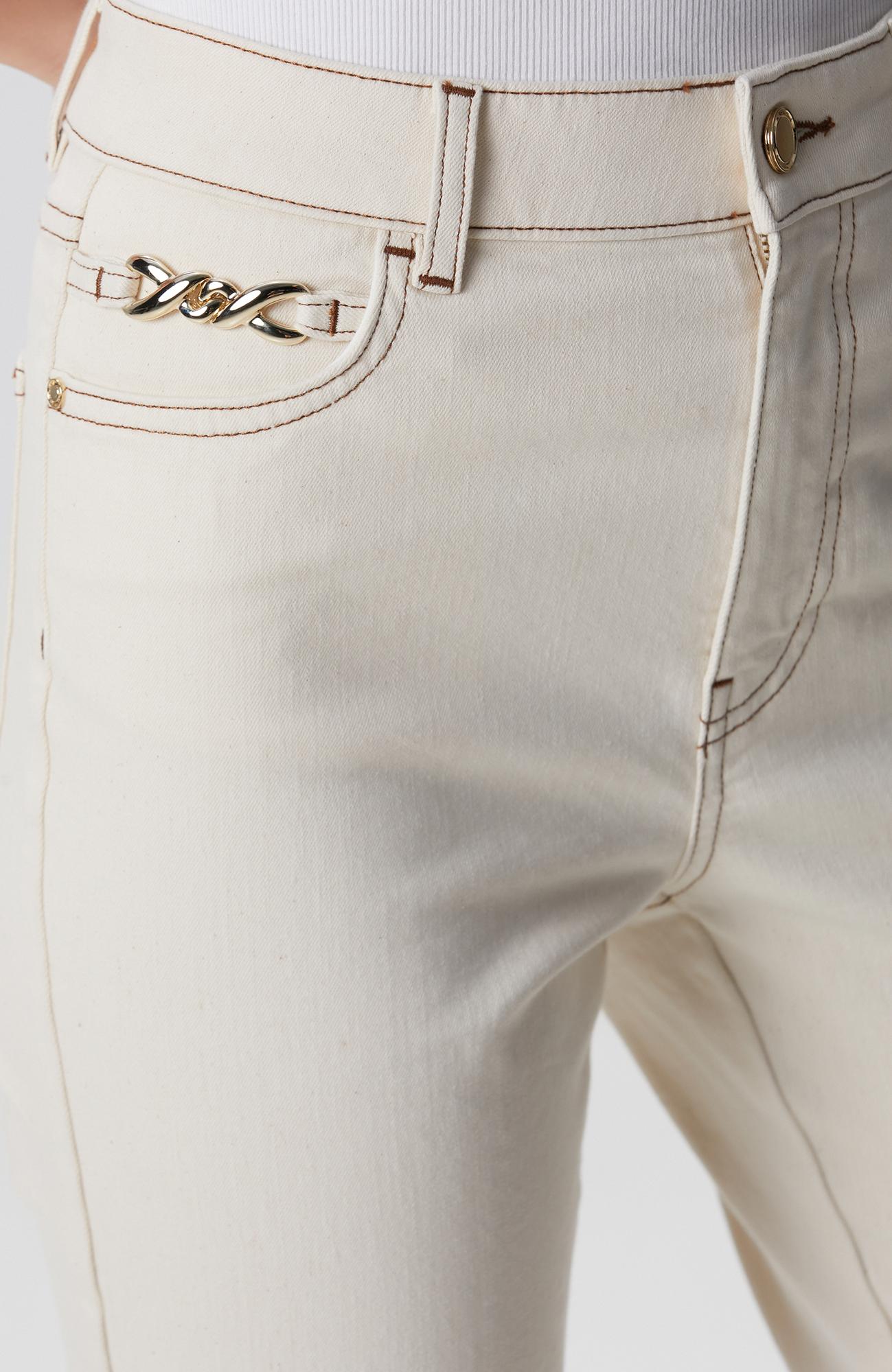 Network Kadın Naturel Aksesuarlı Denim Pantolon