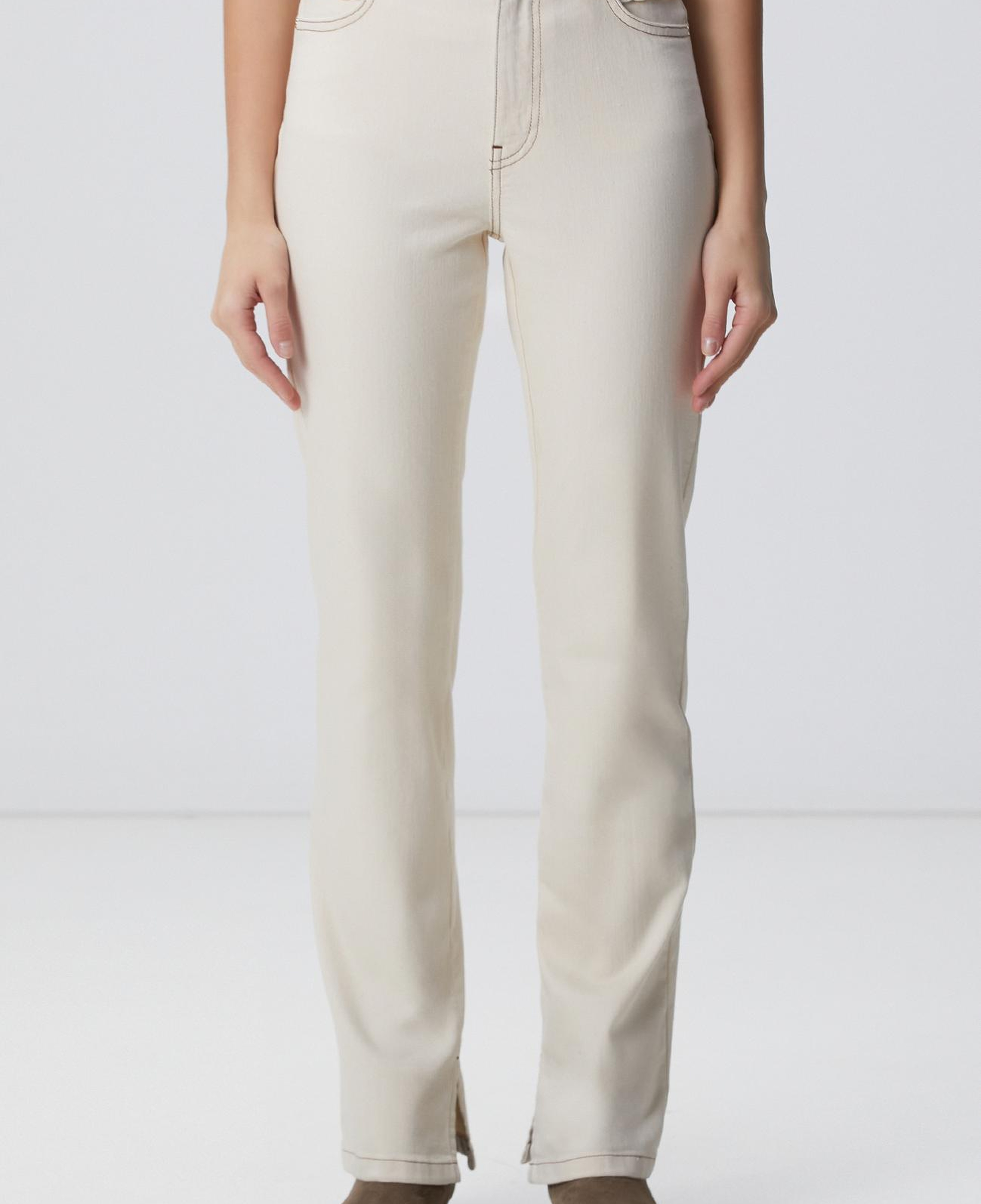 Network Kadın Naturel Aksesuarlı Denim Pantolon