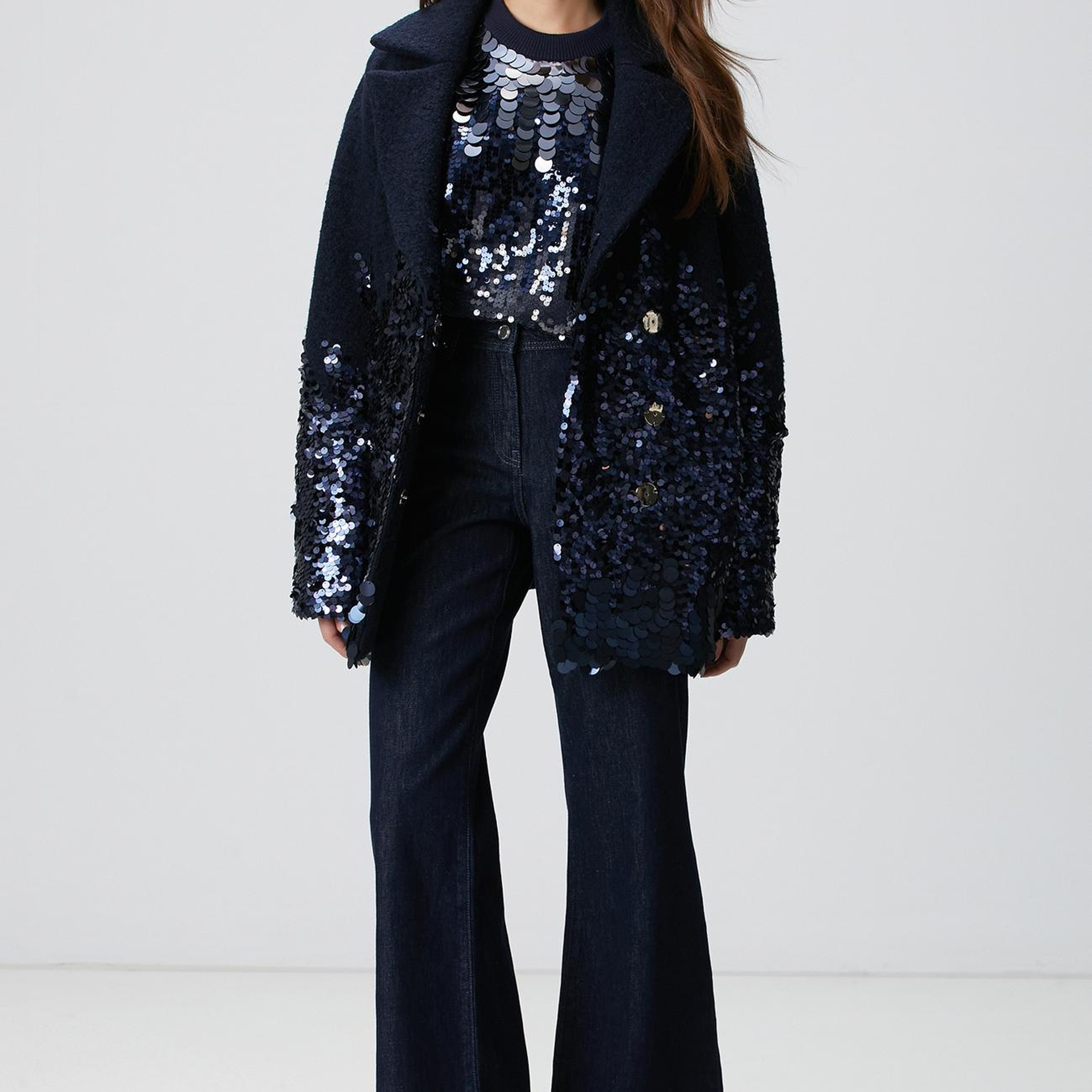 Network Kadın Koyu İndigo Mavi Geniş Paça Denim Pantolon