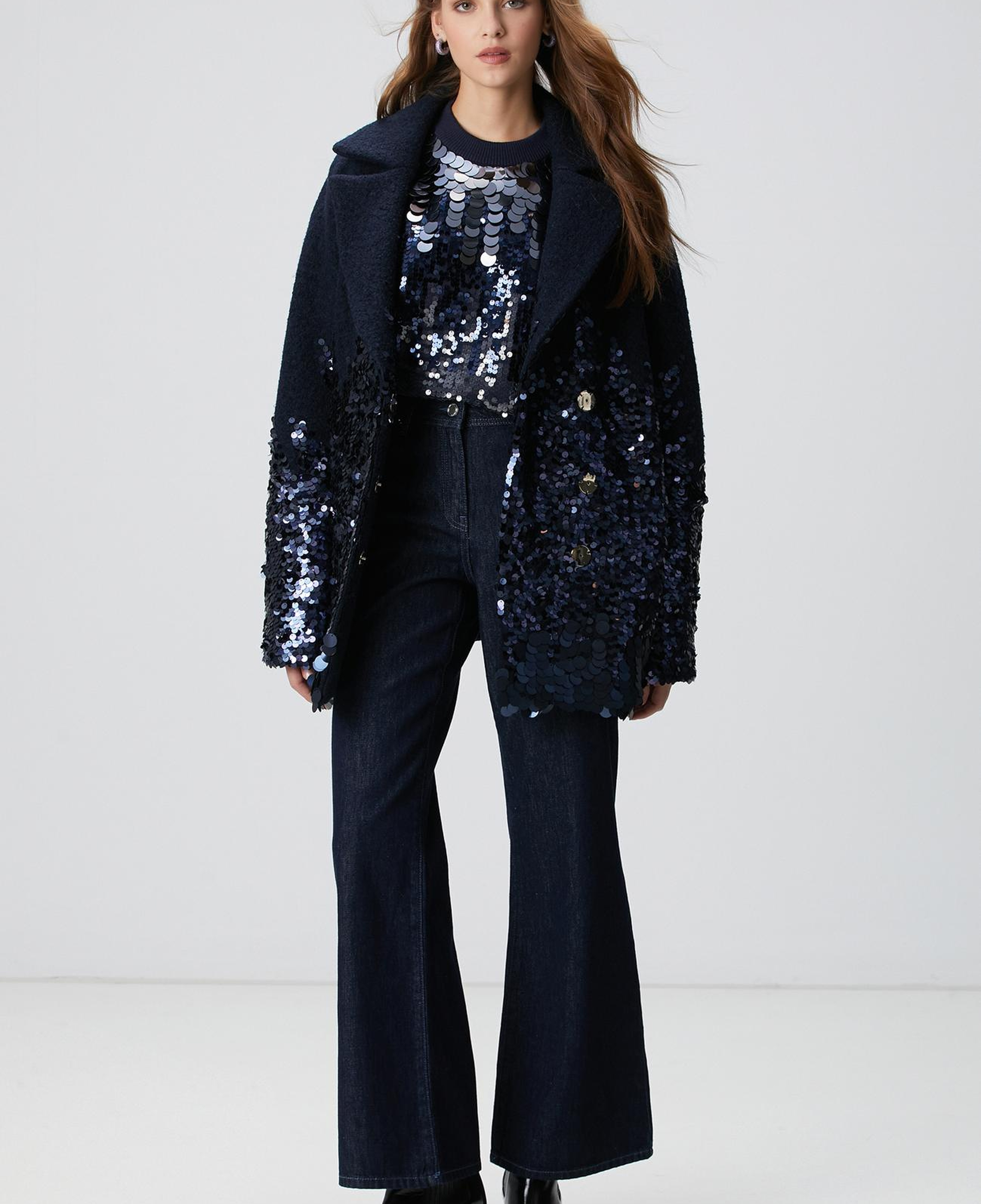 Network Kadın Koyu İndigo Mavi Geniş Paça Denim Pantolon