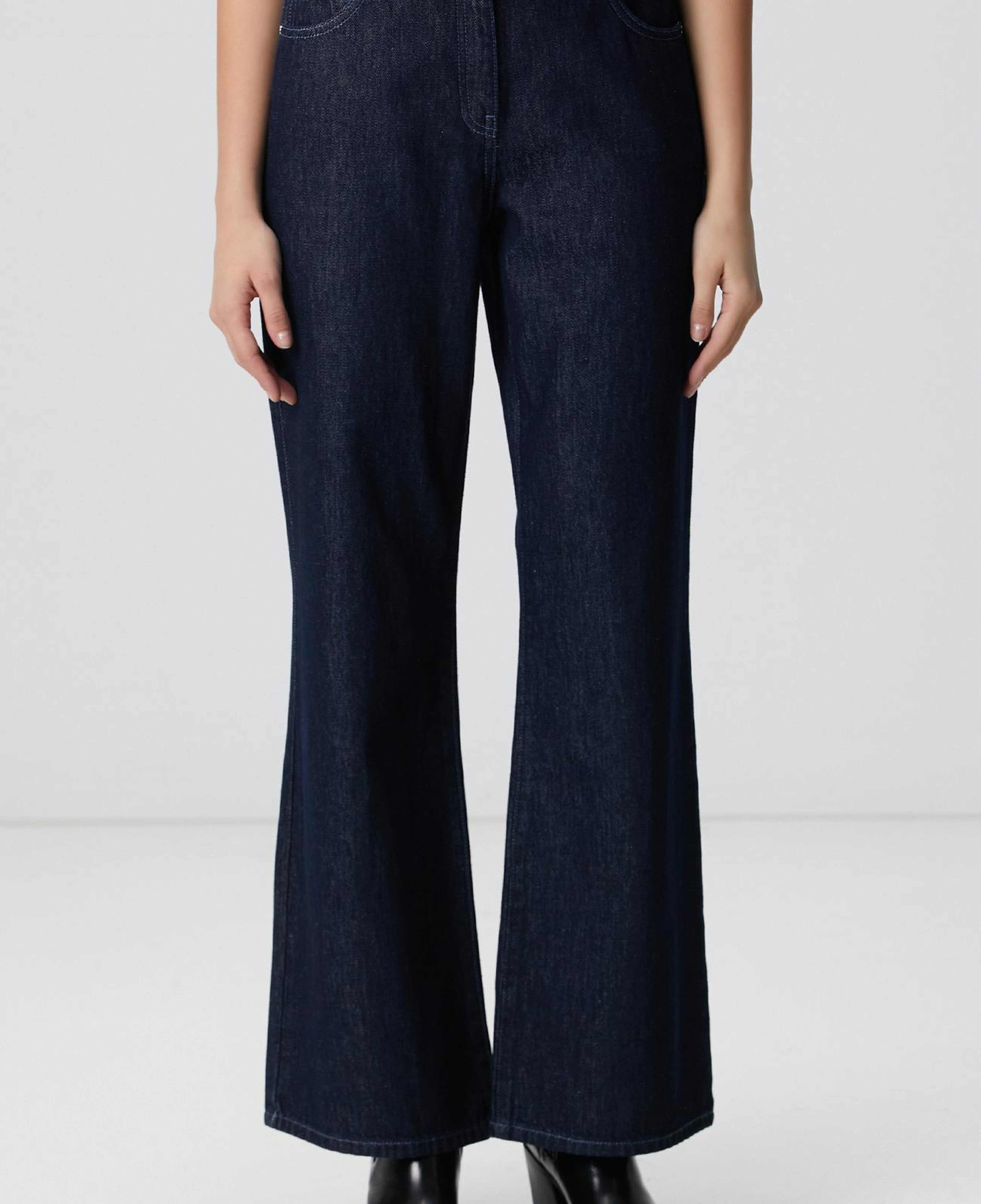 Network Kadın Koyu İndigo Mavi Geniş Paça Denim Pantolon