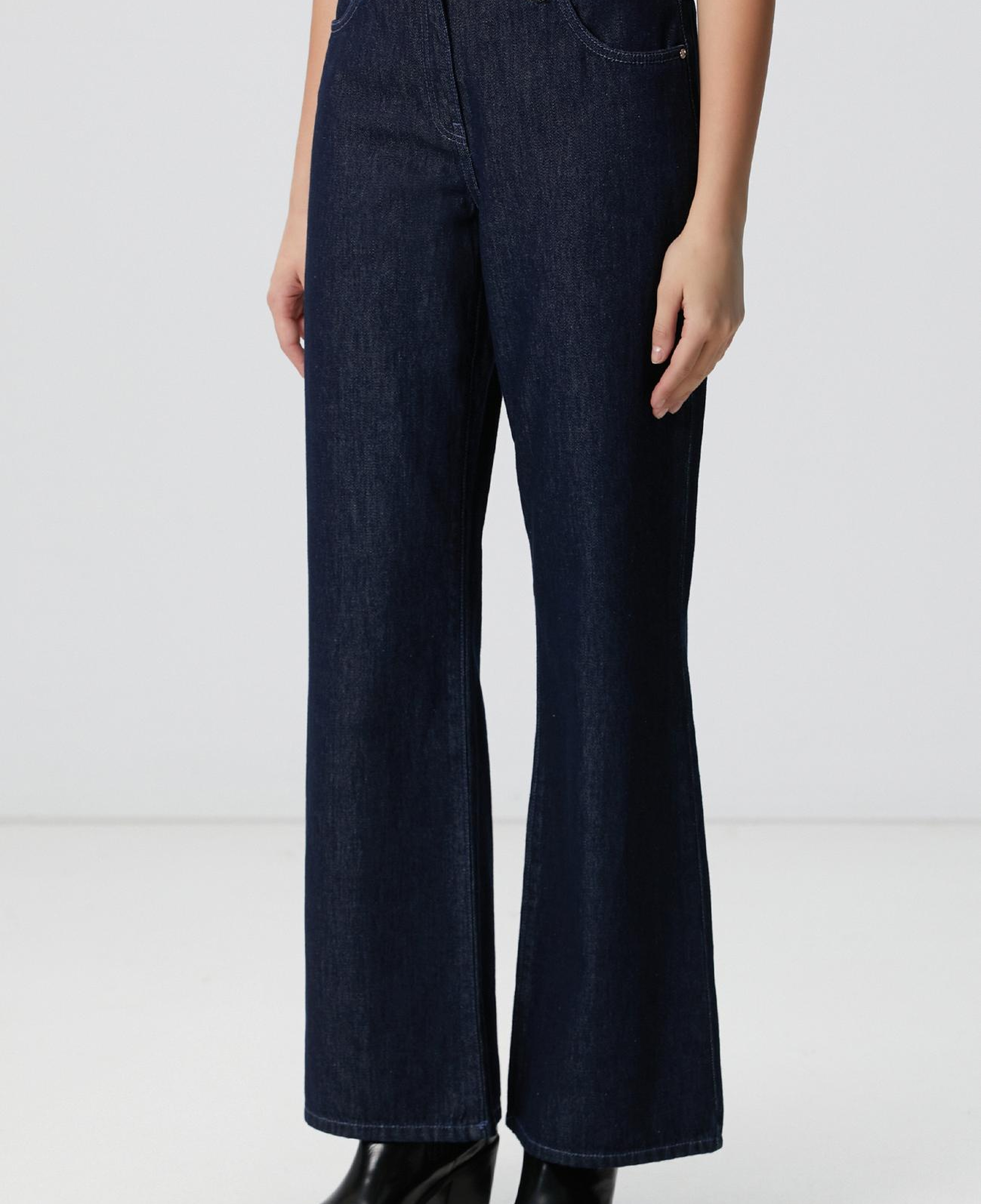 Network Kadın Koyu İndigo Mavi Geniş Paça Denim Pantolon