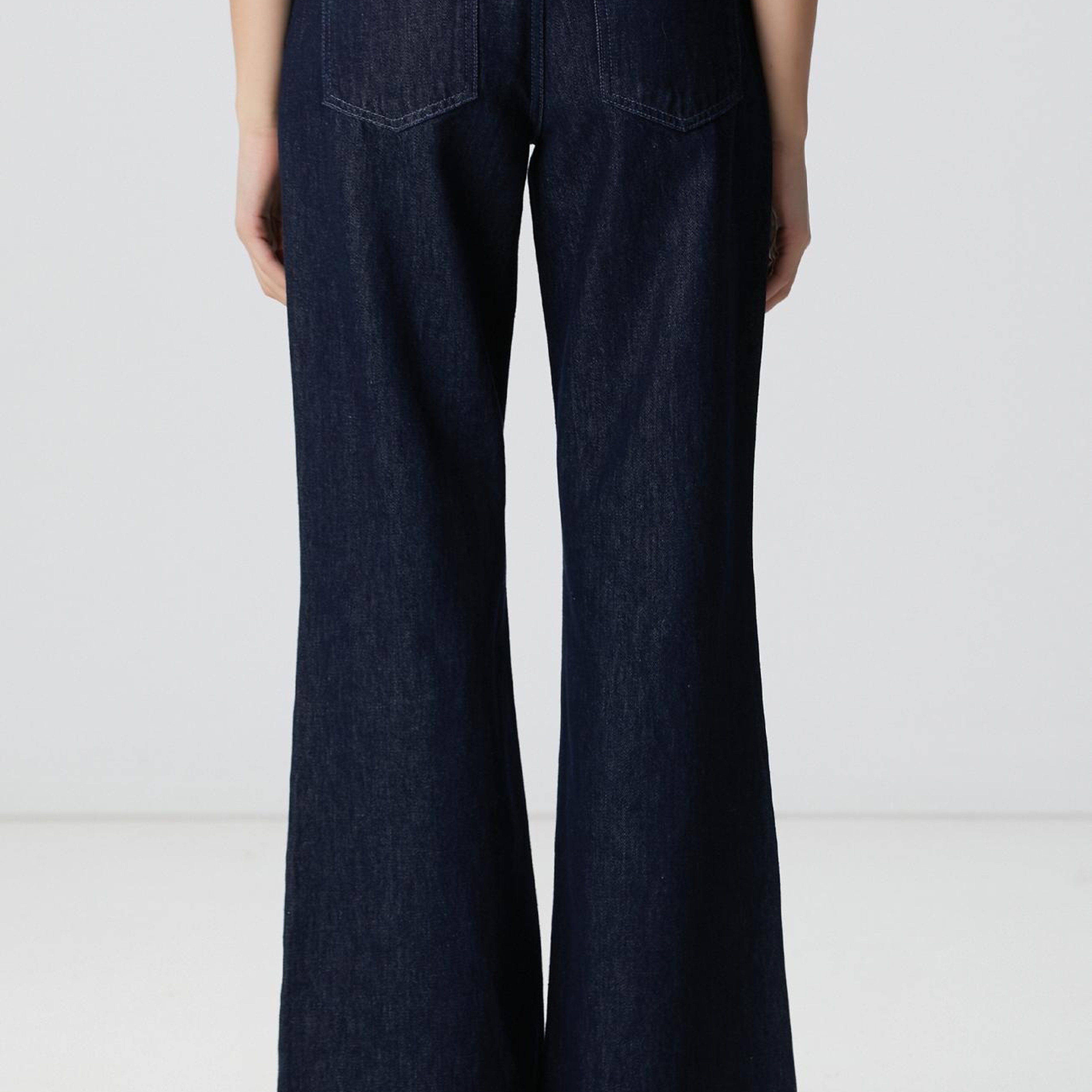 Network Kadın Koyu İndigo Mavi Geniş Paça Denim Pantolon