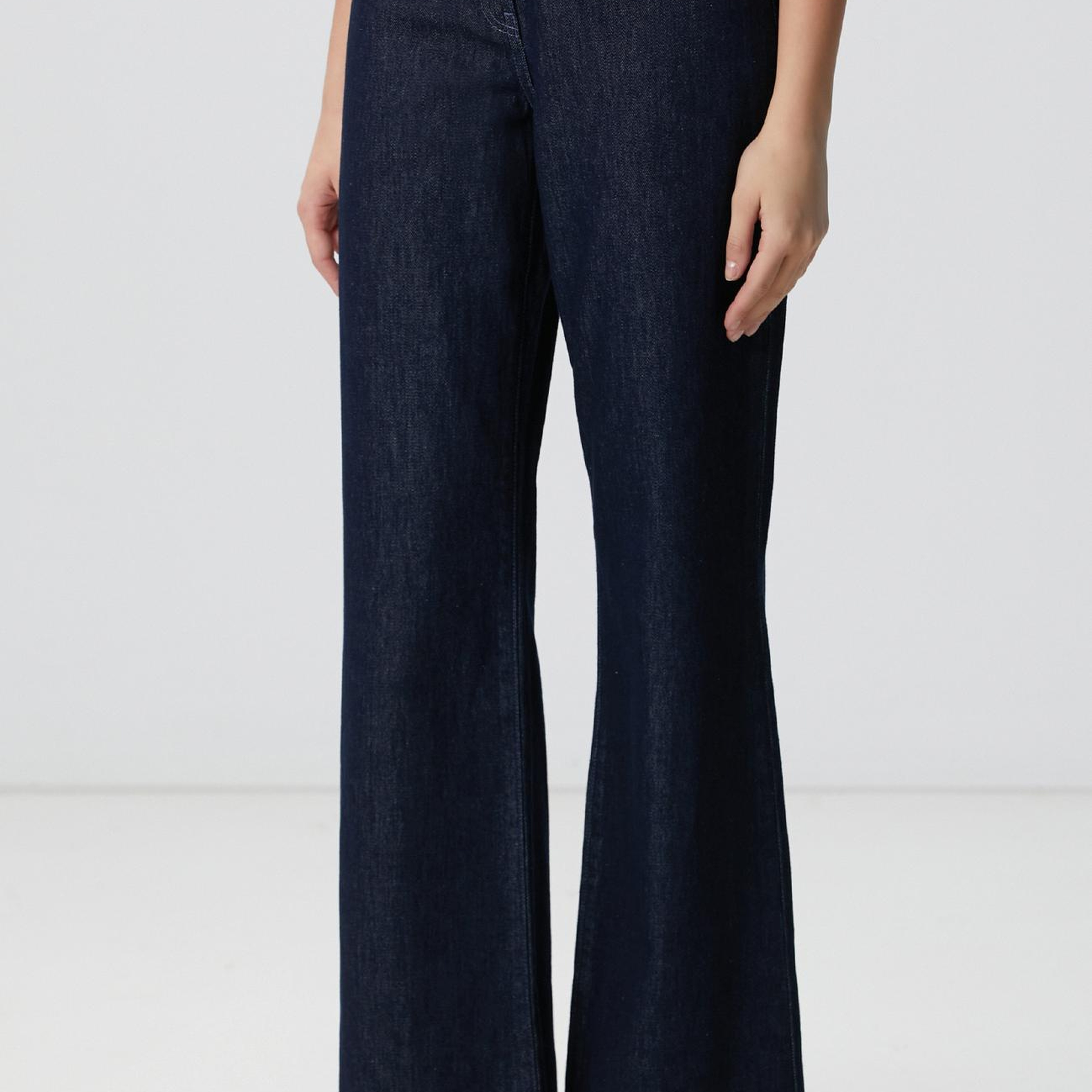 Network Kadın Koyu İndigo Mavi Geniş Paça Denim Pantolon