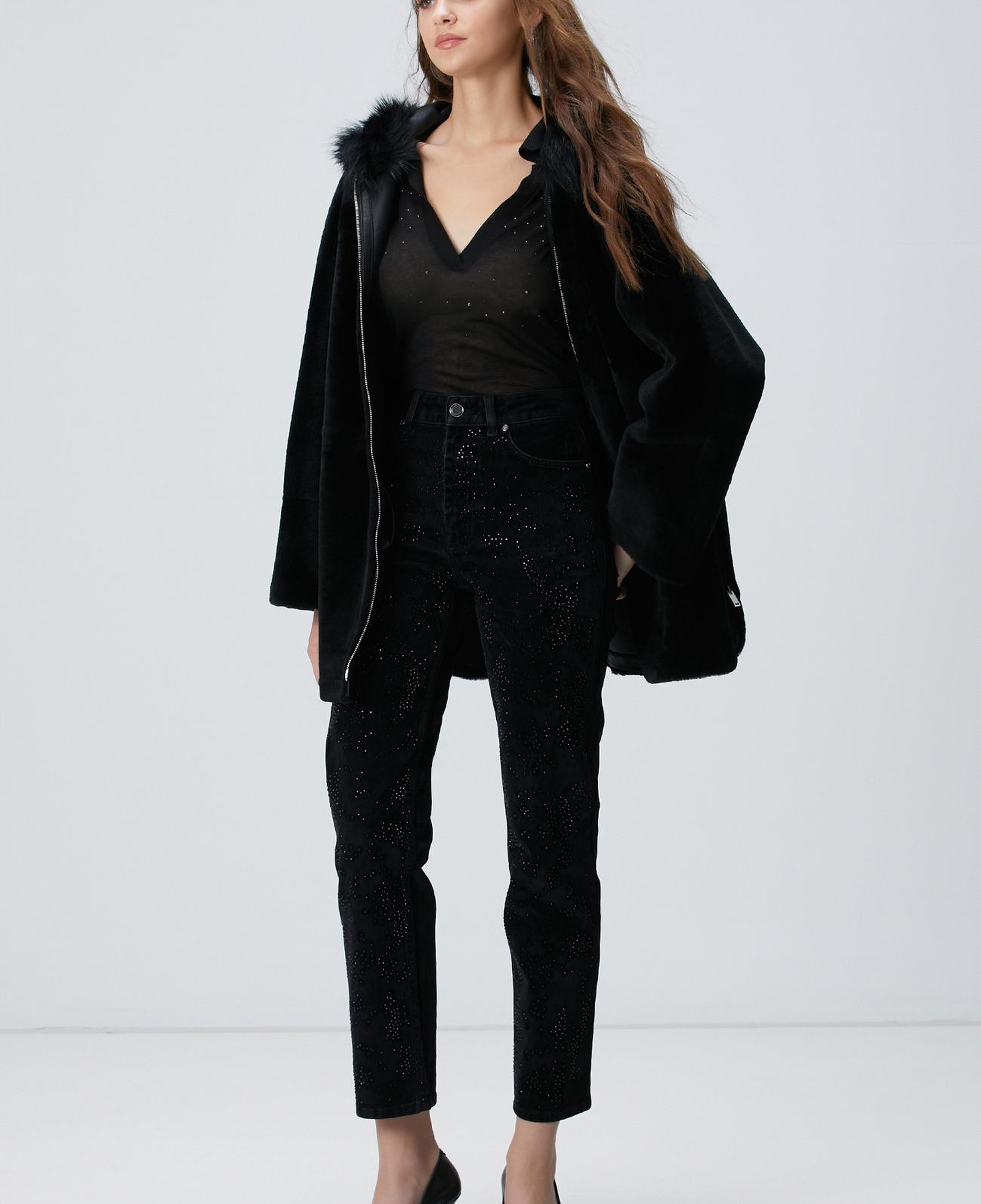 Network Kadın Siyah Kadife Denim Pantolon