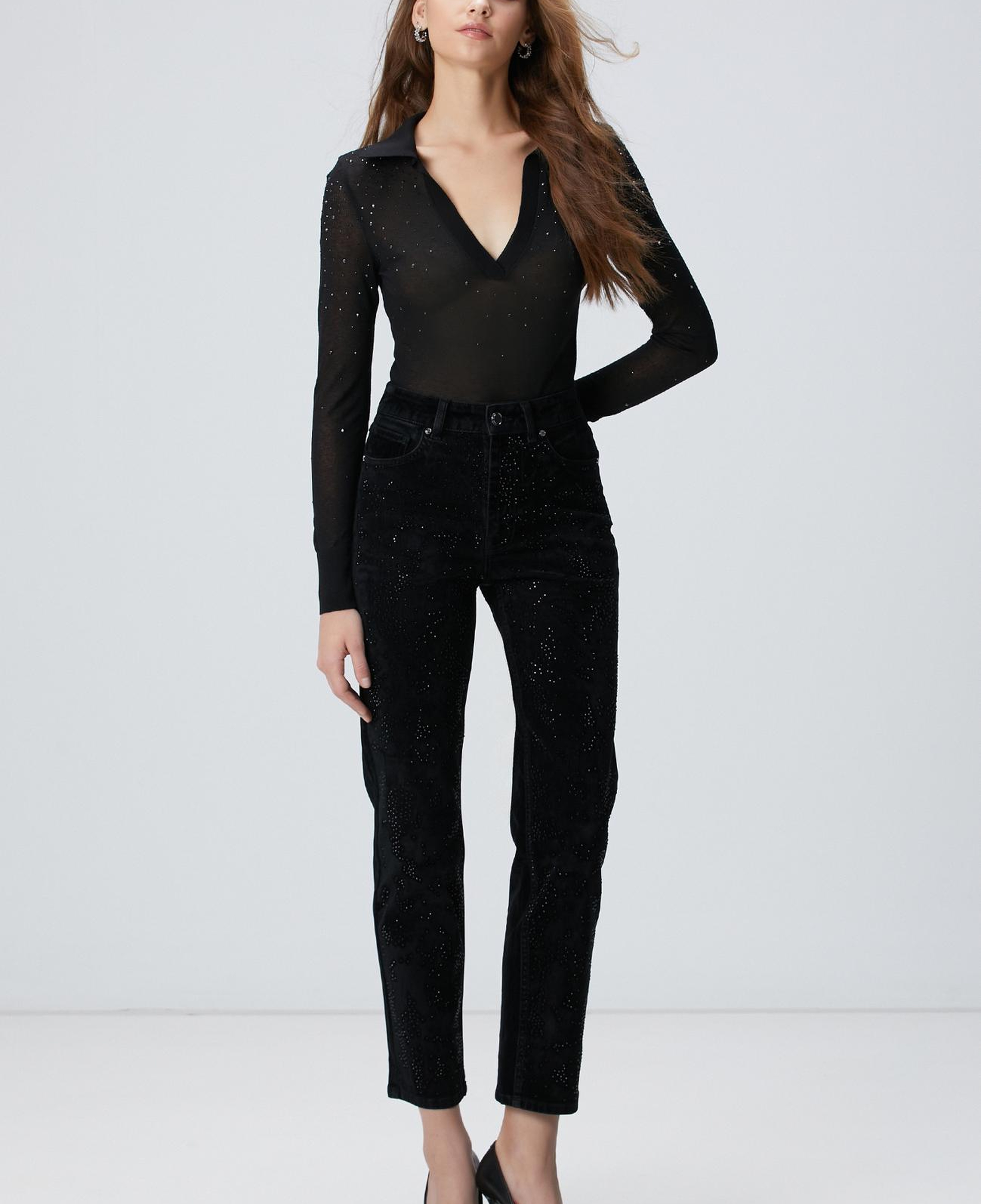 Network Kadın Siyah Kadife Denim Pantolon