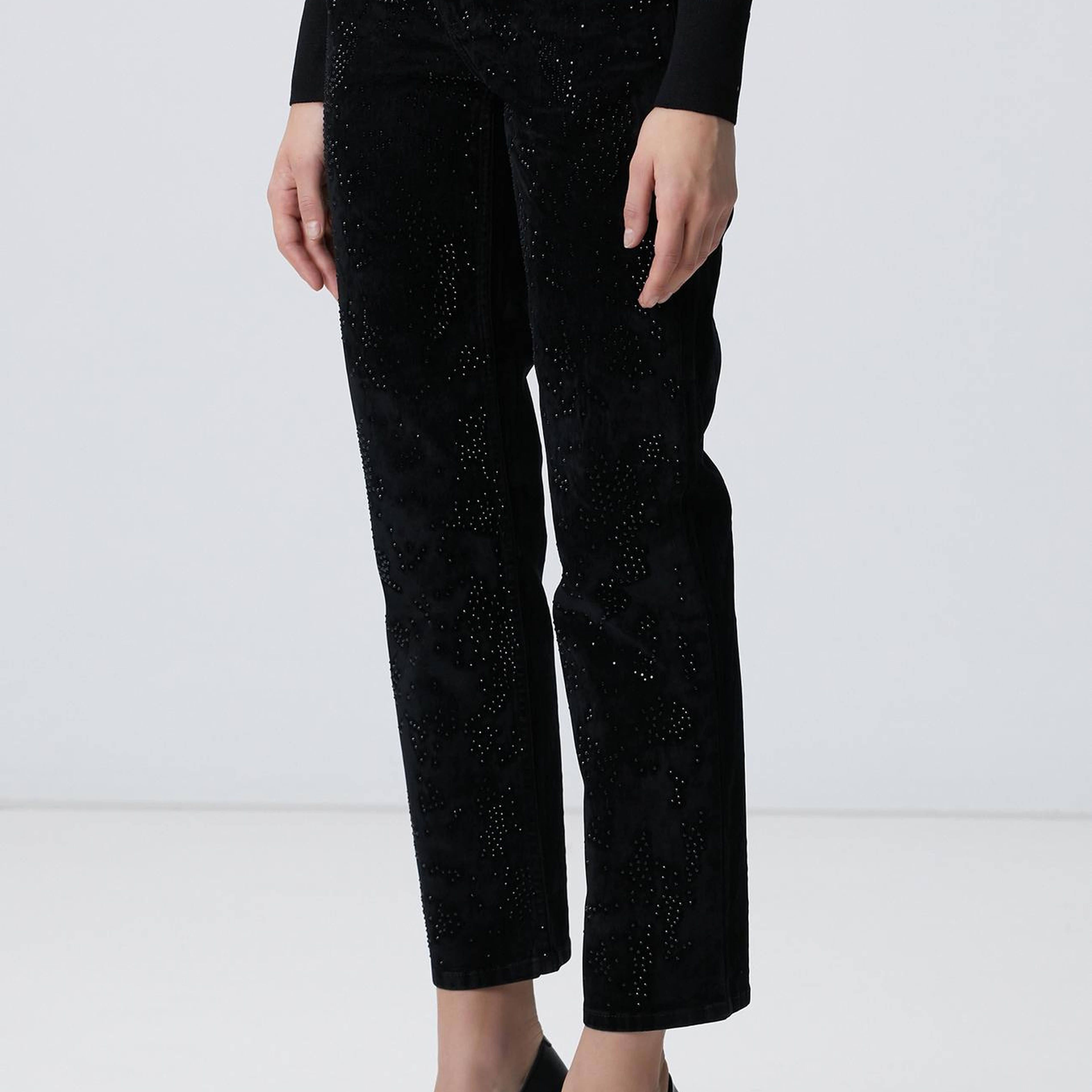 Network Kadın Siyah Kadife Denim Pantolon