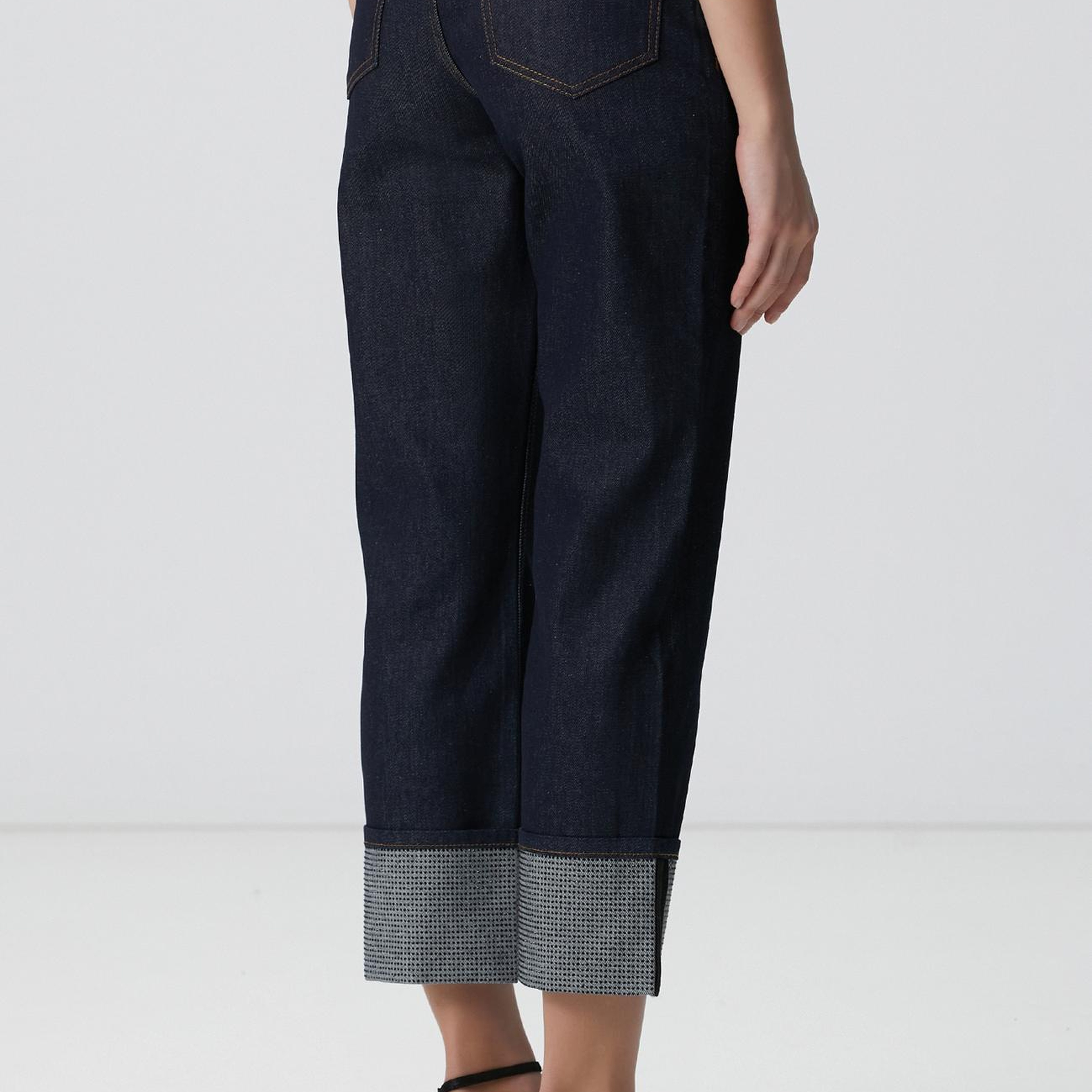 Network Kadın Lacivert Paça Taş Detaylı Denim Pantolon