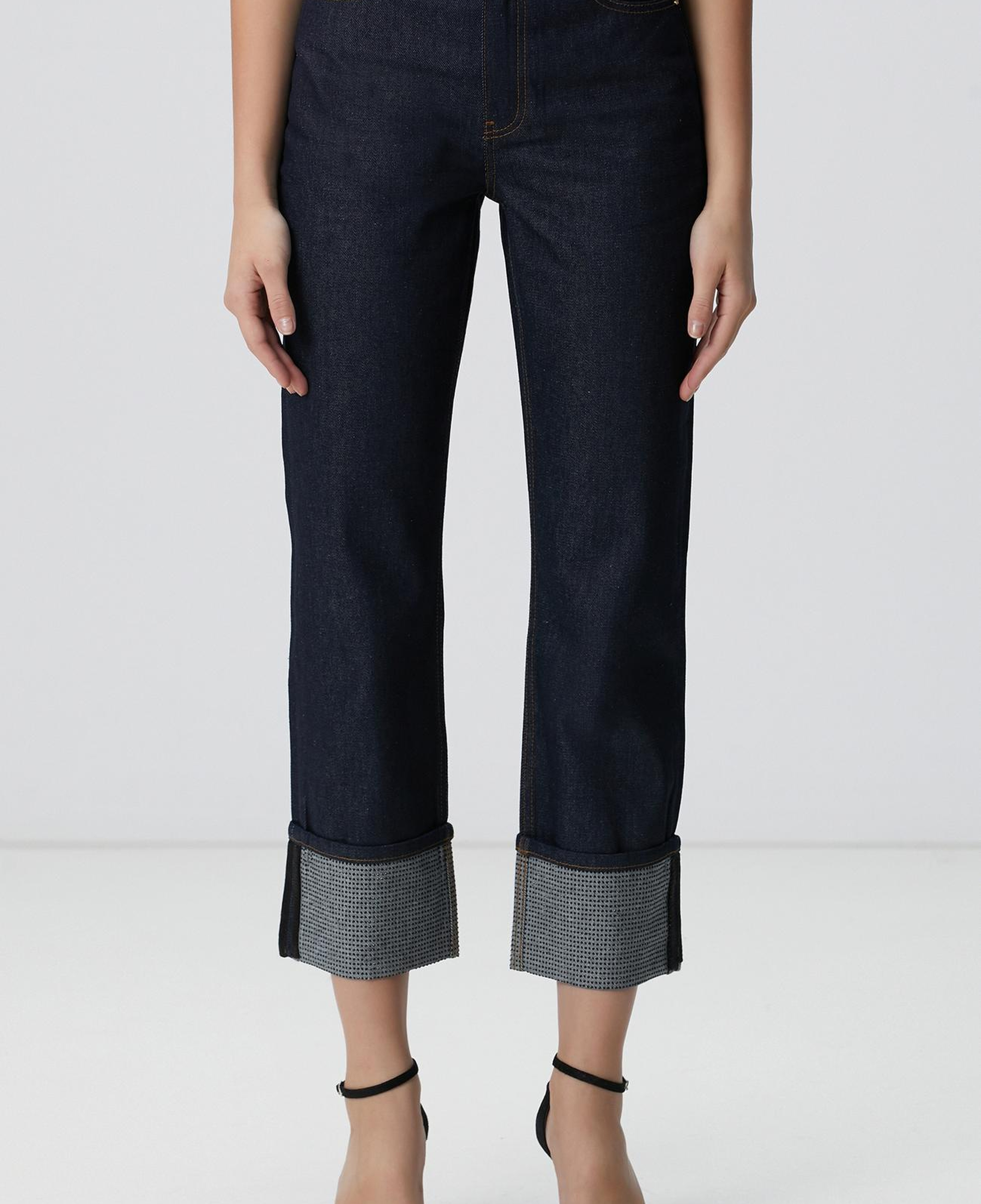 Network Kadın Lacivert Paça Taş Detaylı Denim Pantolon