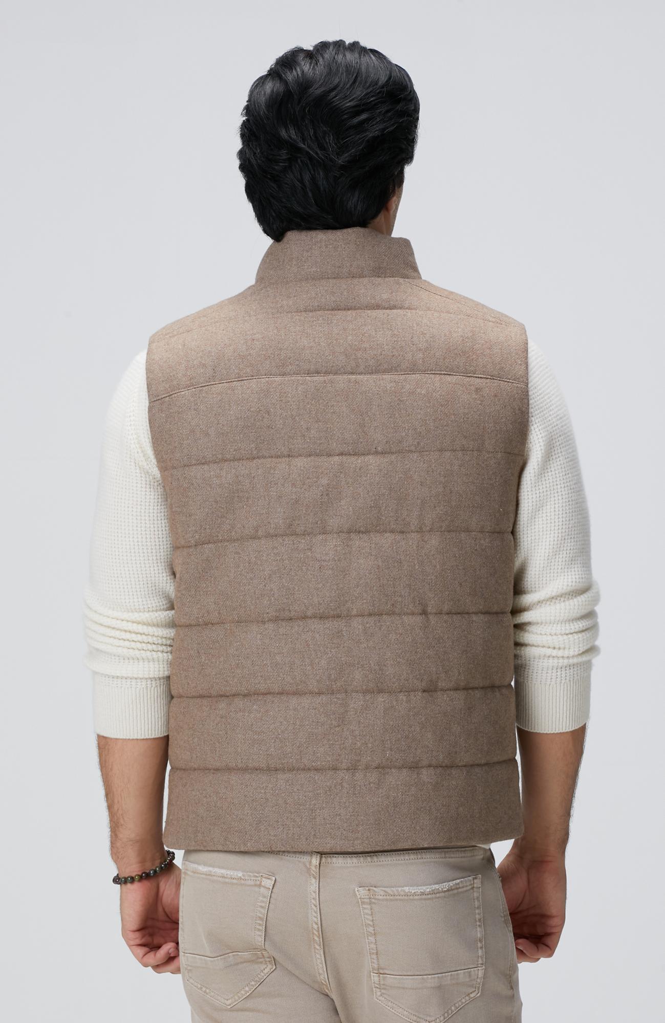 Network Erkek Bej Yün Karışımlı Flanel Casual Yelek