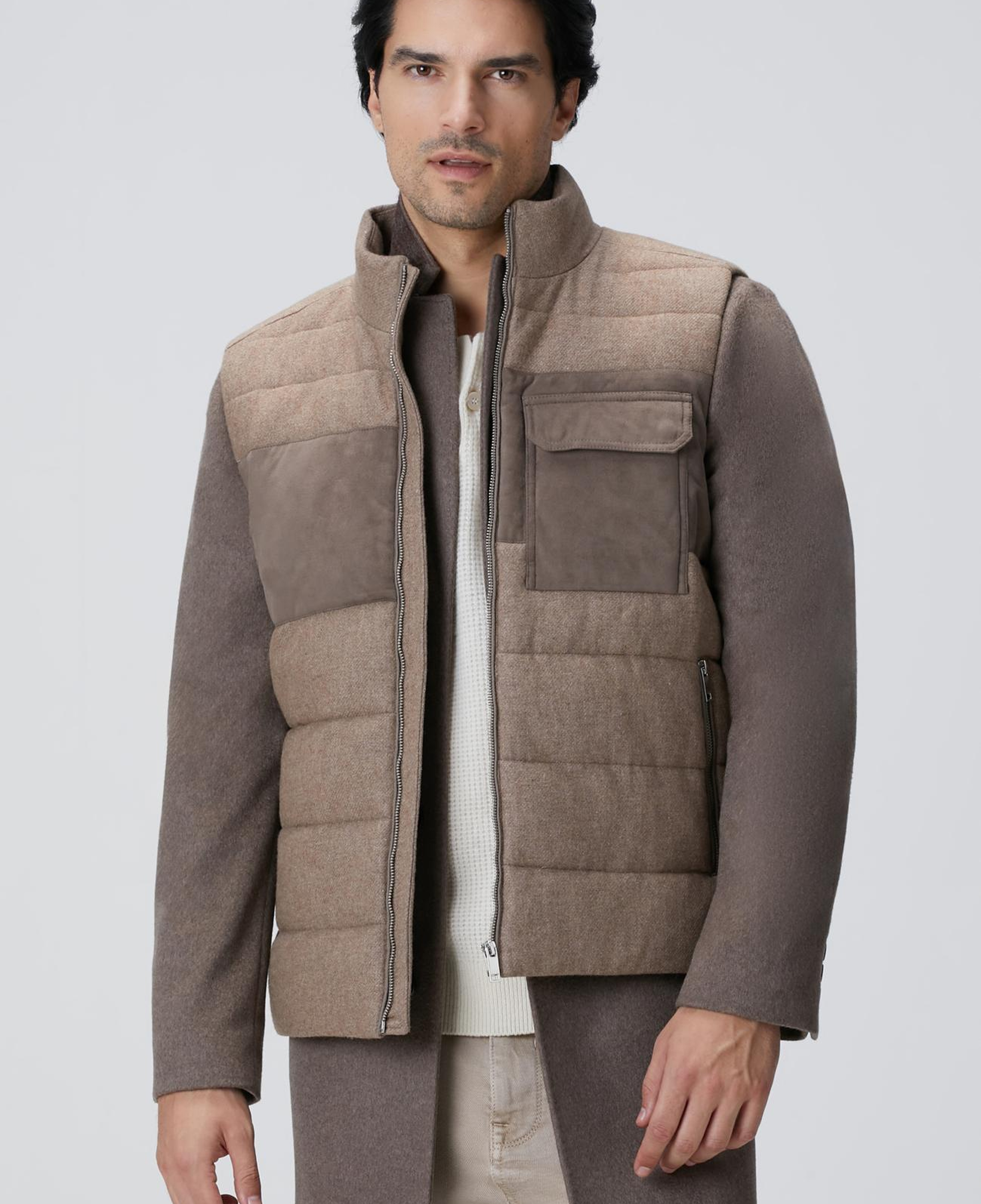 Network Erkek Bej Yün Karışımlı Flanel Casual Yelek