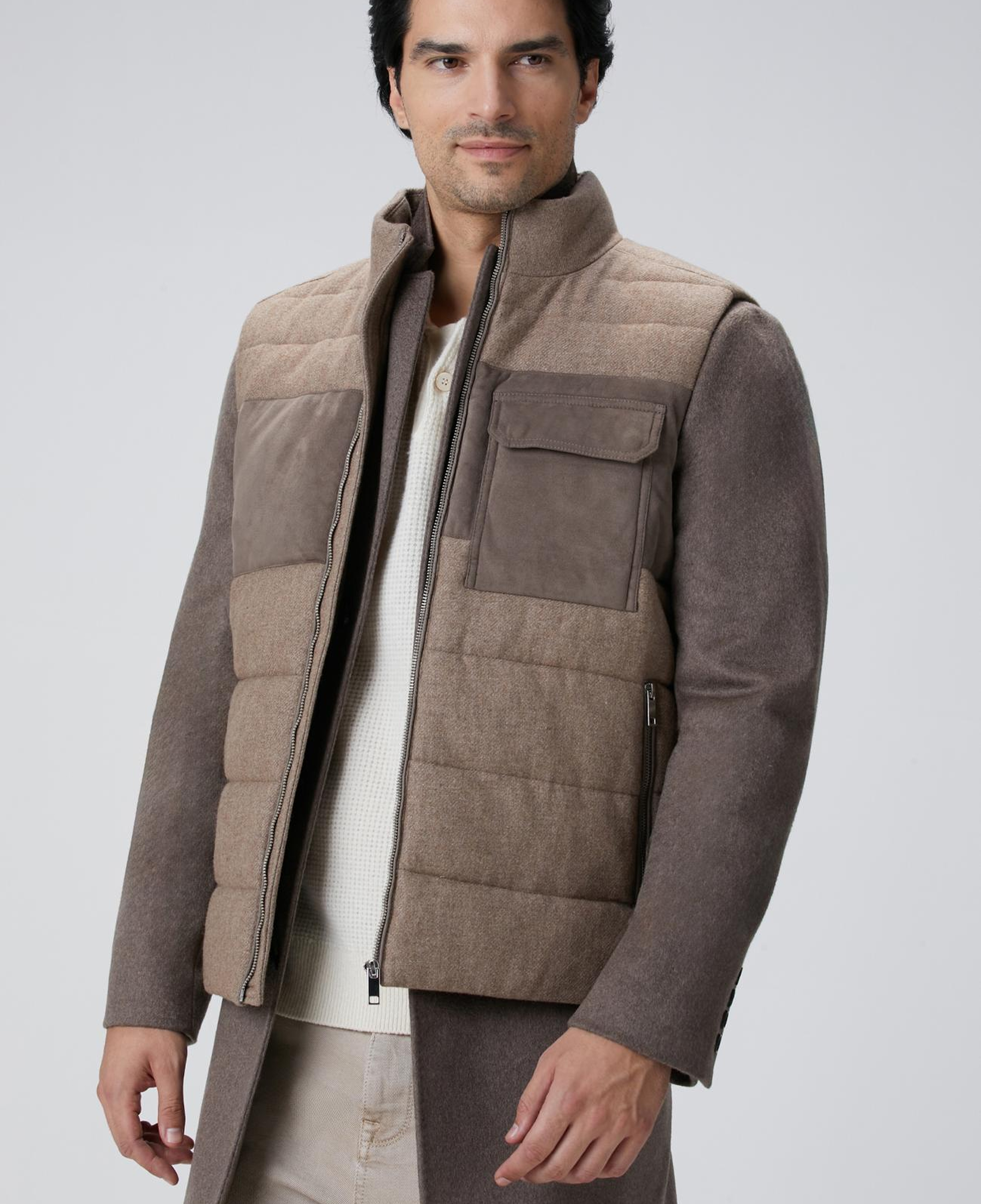 Network Erkek Bej Yün Karışımlı Flanel Casual Yelek
