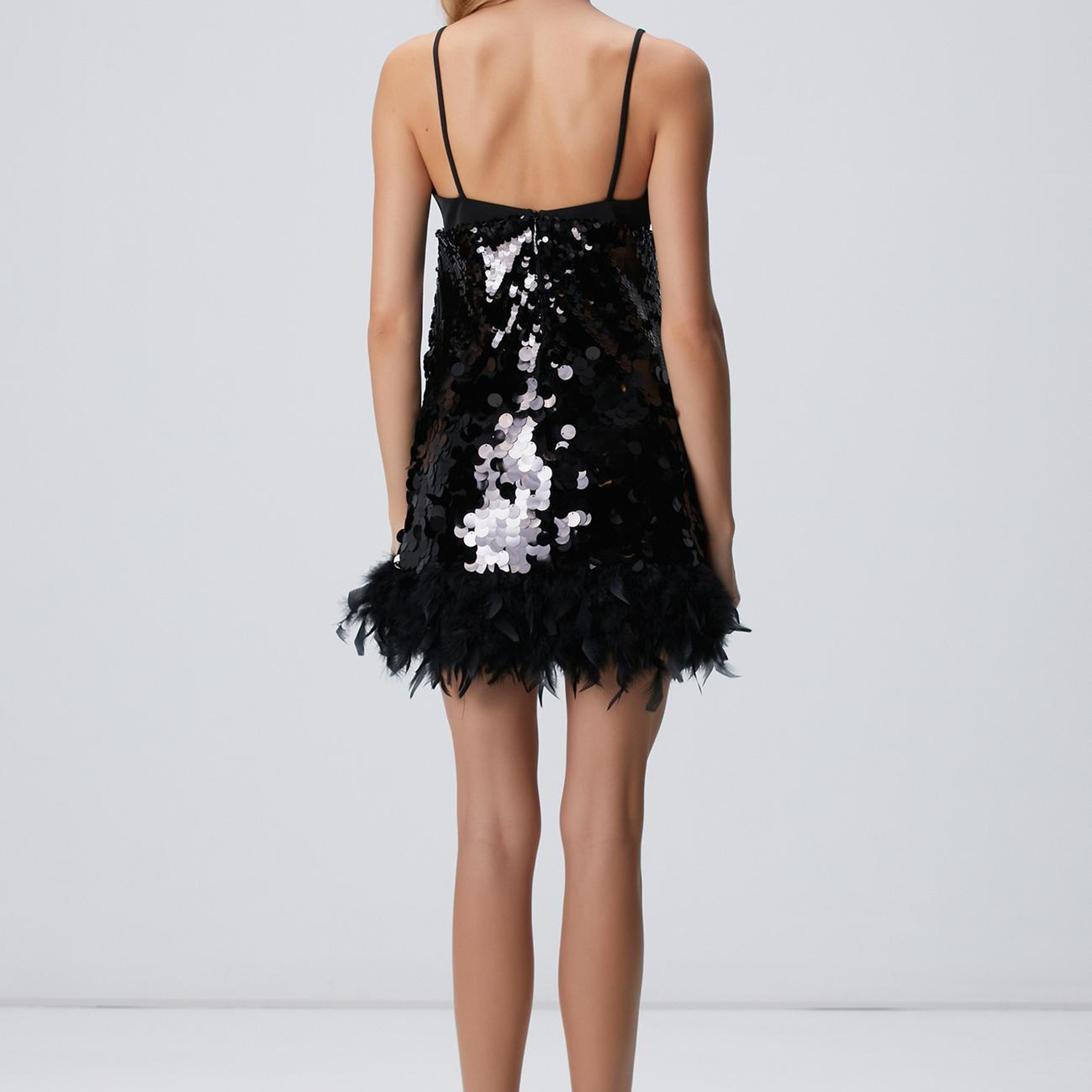 Network Kadın Siyah Payetli Mini Abiye Elbise